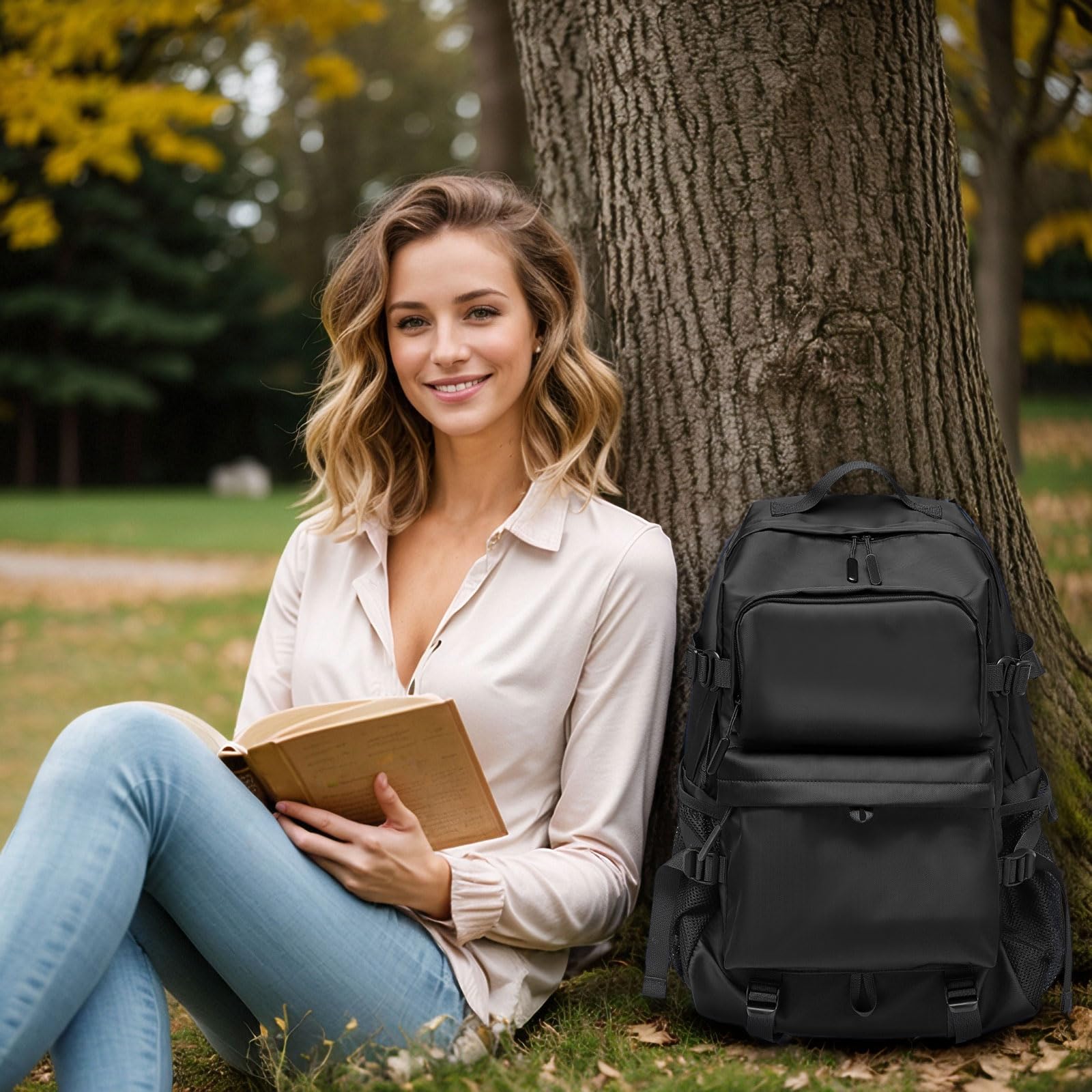 SUIKIHUM Laptop Backpack for Men Women, 28L Casual Daypack Backpack, Travel Business Work Bag, TSA Approved Water-Resistant, Black