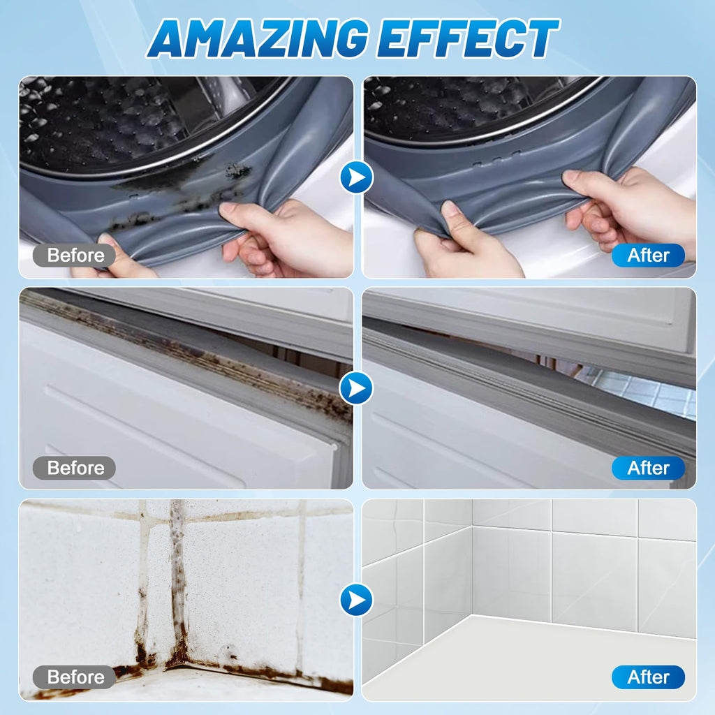 AXIFEZZ Mould Remover Gel, 2 Pack Household Washing Machine Cleaner, Grout Cleaner Gel with Brush and Cloth for Kitchen & Bathroom Cleaning, Shower, Sinks, Tiles, Grout and Refrigerator Strips