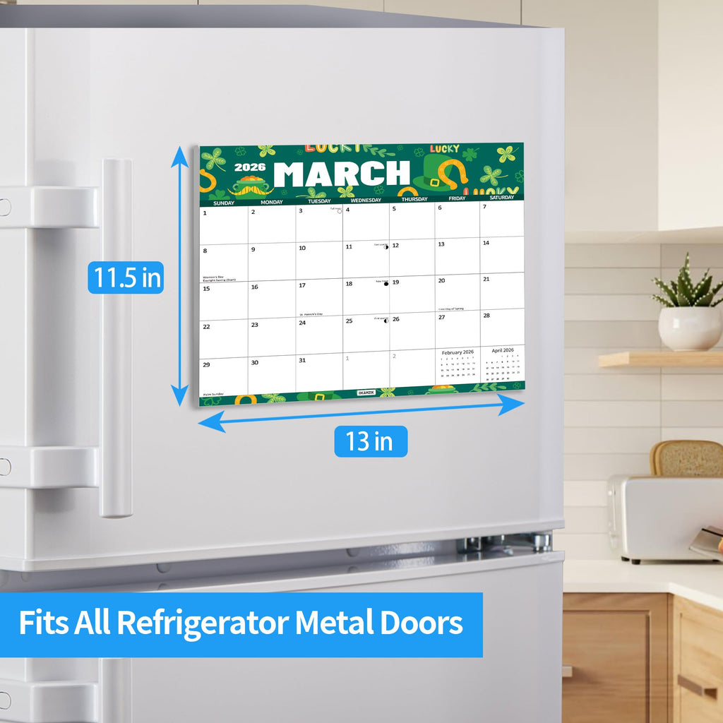 2026-2027 Magnetic Calendar for Refrigerator, 2 Years Fridge Calendar Magnet Runs Until December 2027, 24 Monthly with festival Design for Easy Organizing - 13''11.5''