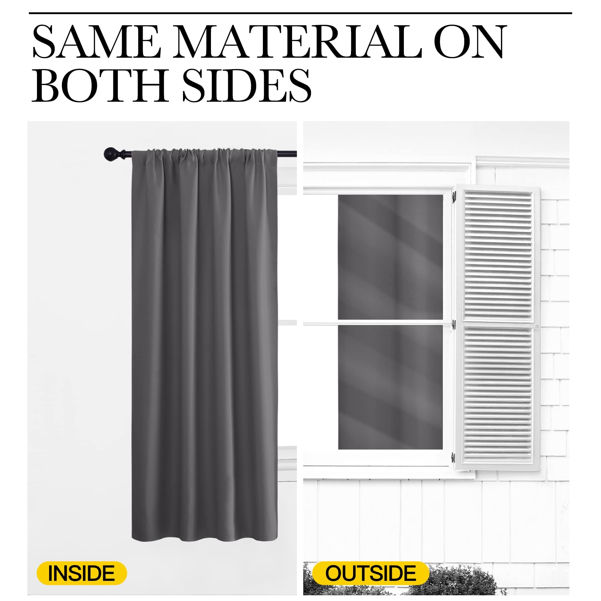 NICETOWN Blackout Curtains 45 Inches Long Thermal Insulated for Bedroom, Room Darkening Window Curtains 2 Panels for Kitchen, Short Drapes Privacy Rod Pocket for Closet/Bunk Bed (W42 x L45, Grey)