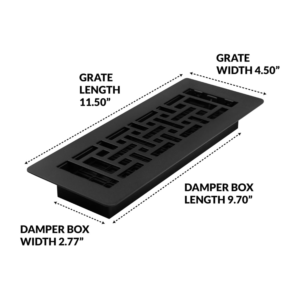 Decor Grates LAJH310-BLK Oriental *NEW* Low Profile Floor Register, 3x10 Inches, Textured Black