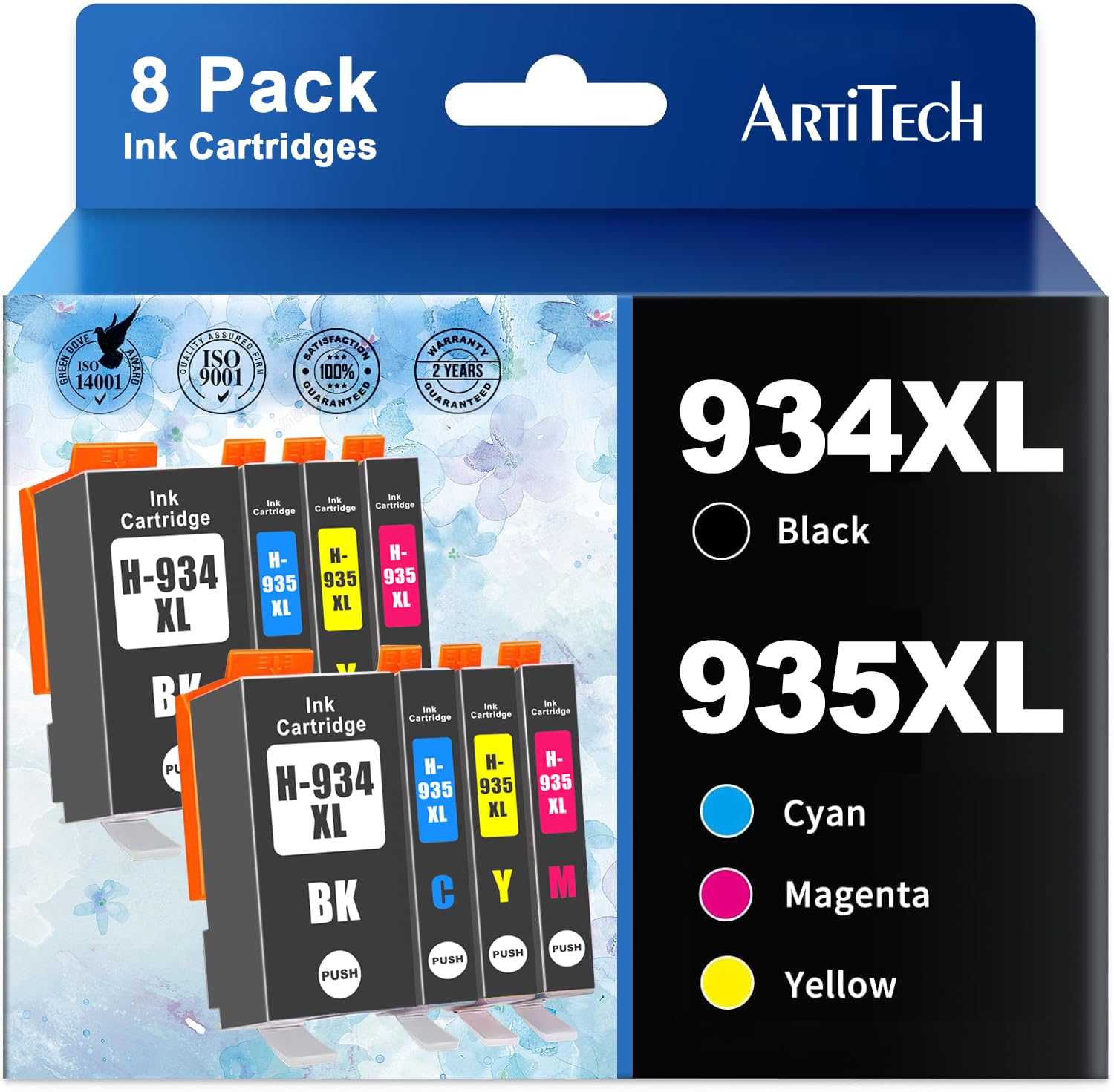 ARTITECH 934XL 935XL Compatible Ink Cartridge Replacement for HP 934 XL 935 XL for use with Officejet 6220 6812 6815 6820 Officejet Pro 6230 6830 6835 (8 Pack)