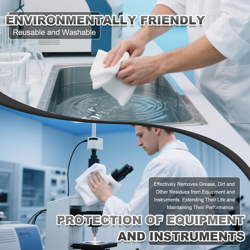 Synvicovan Cleanroom Wipers 4"x4"(400 Pcs, 100% Polyester, Class 100, 140GSM) Double Knit 100% Lint Free Cloths with Ultra-fine Filaments, Laser Sealed Edge Ultra-Soft Wipers
