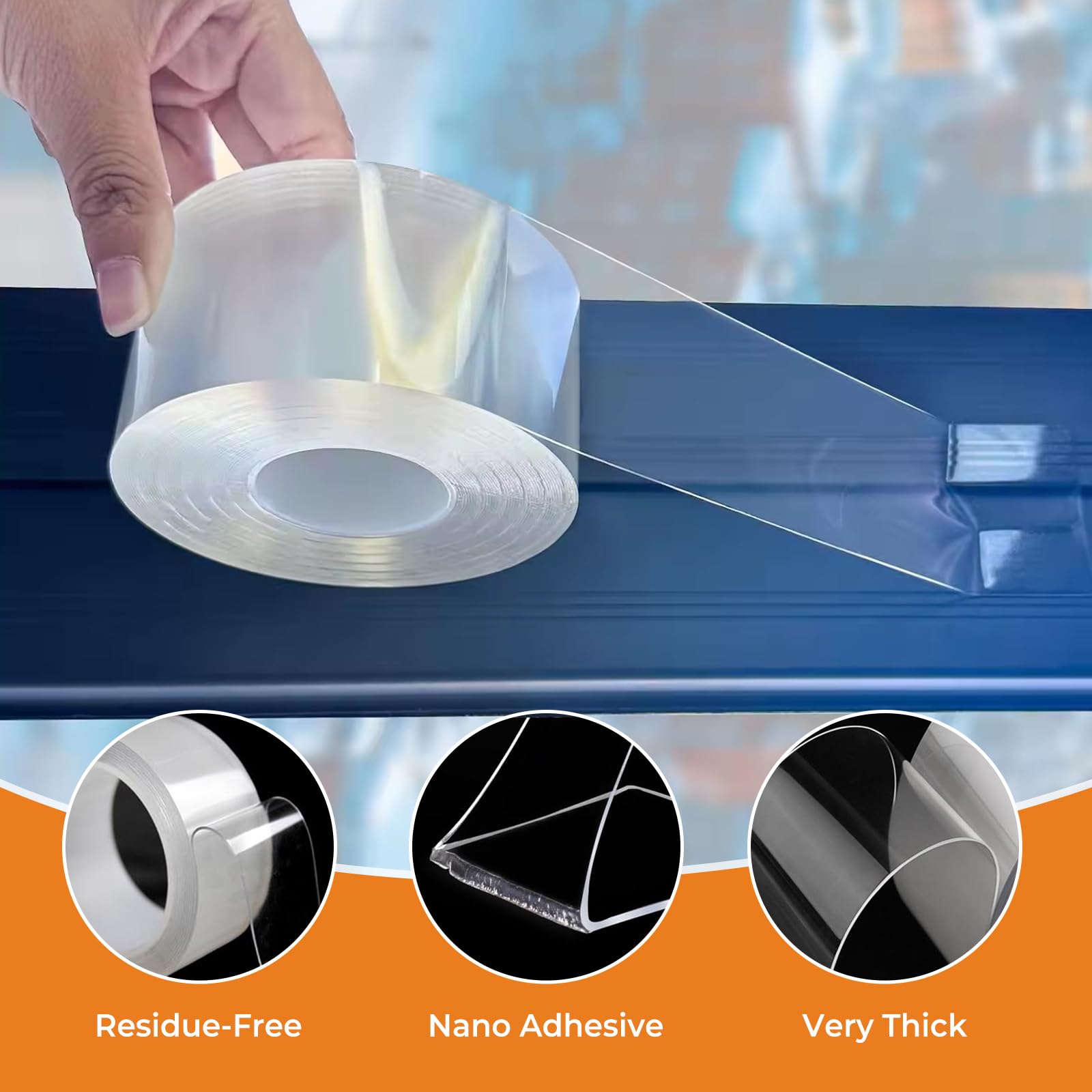 20Mil Thick Window Weather Sealing Tape, 2in x 66ft Transparent Window AC Insulation Air Conditioner Sealing Tape, No Residue