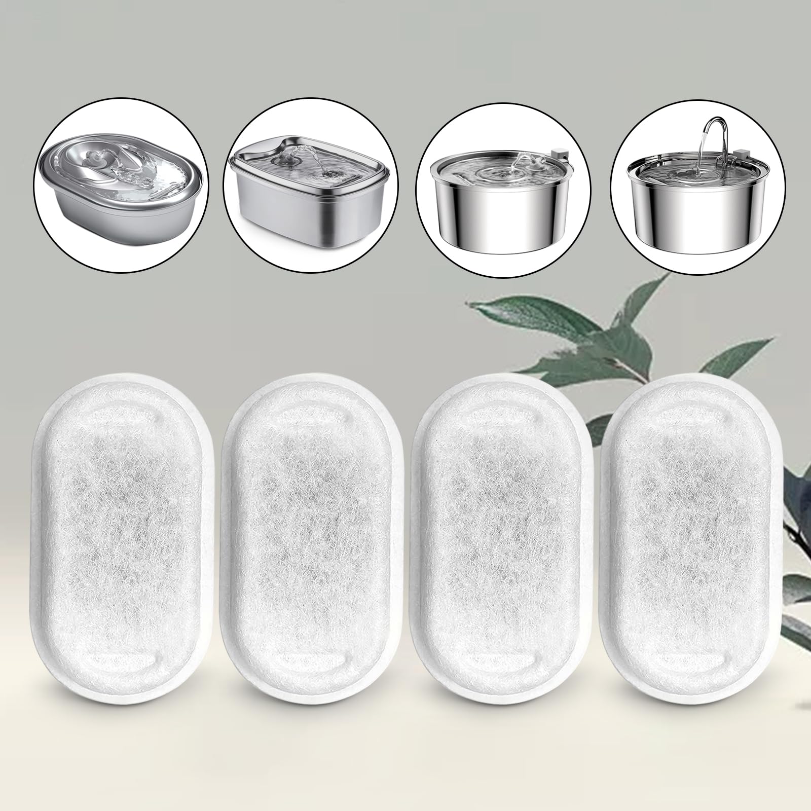 Cat Water Fountain Filters for 108/3.2L& 67oz/2L Stainless Steel Pet Water Dispenser Fountain Filters, Cat Fountain Filter Replacement (12 Filters&12 Sponges)