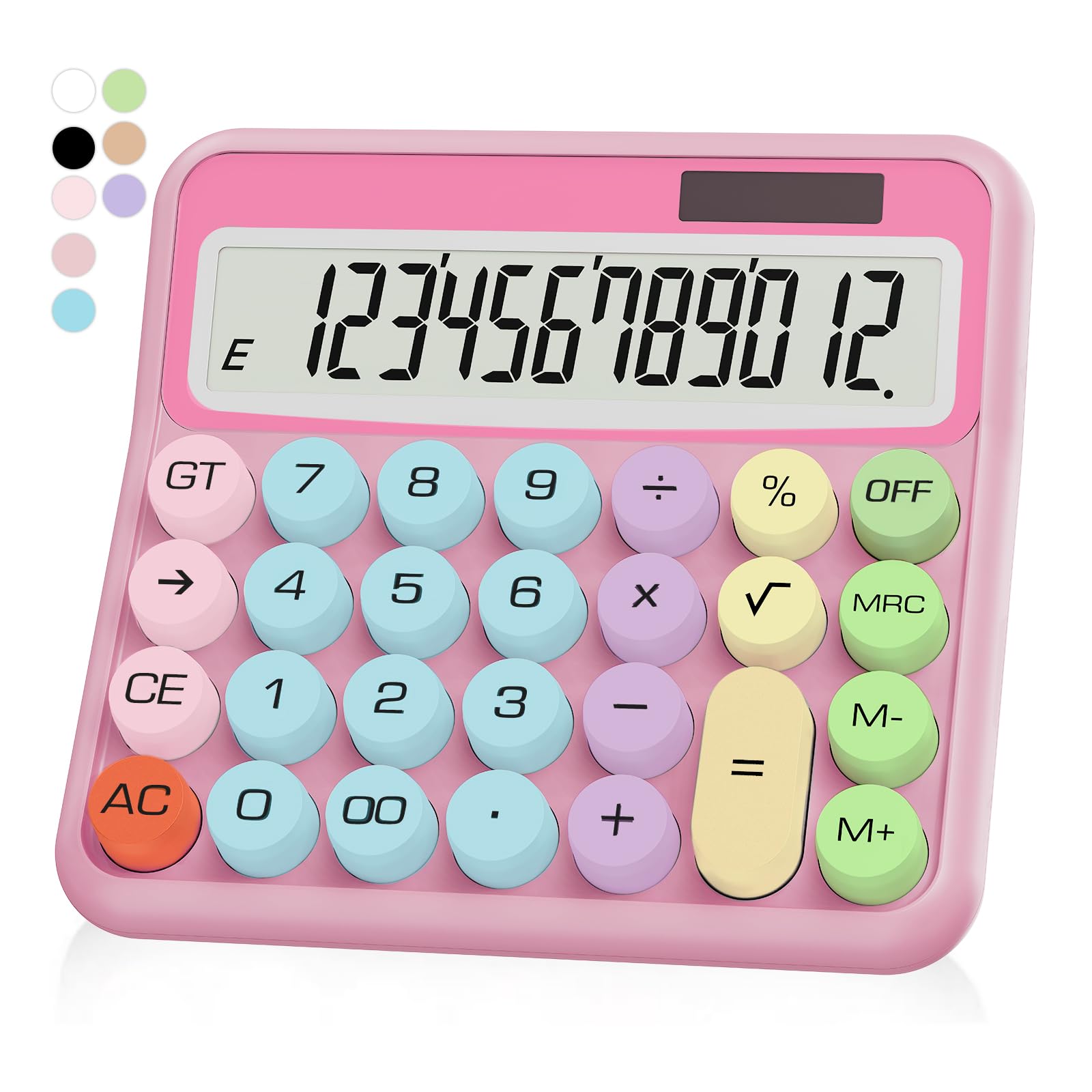 UPIHO Pink Calculator - Standard 12 Digit with Large LCD Display and Big Buttons - Office, School, Home, Business Accessory