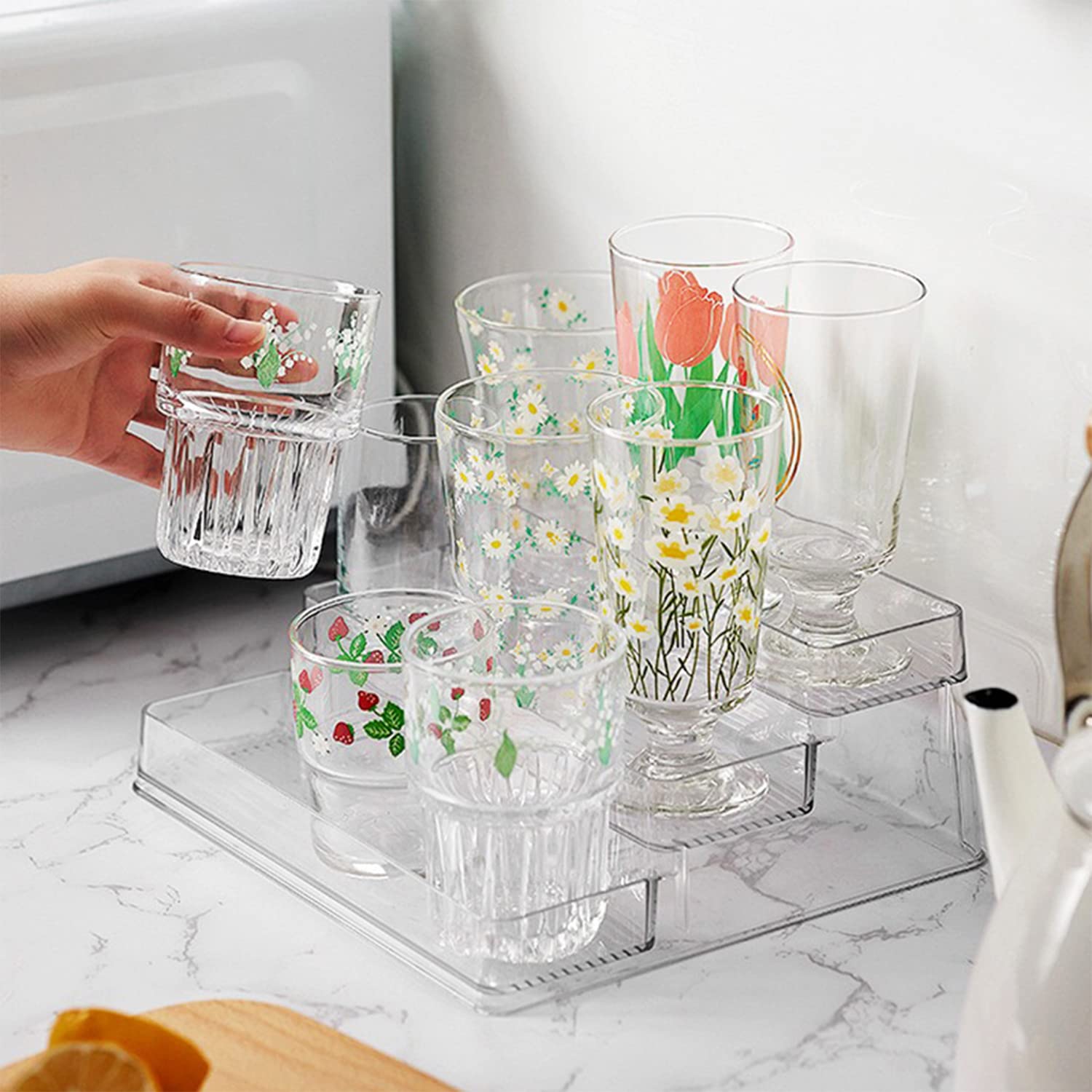 Zilphoba Acrylic Spice Rack, No Assembly Clear 3 Tier Condiment Bottle Shelf Vanity Organizer for Cabinet Kitchen Bathroom (1pcs)