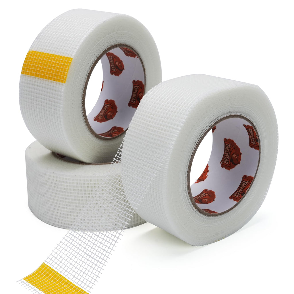 TAPEBEAR Drywall Tape Fiberglass Mesh Tape 2" x 148Feet, Self-Adhesive Joint Tape for Drywall Repair, Wall Seam Sheetrock Hole Ceiling Crack Repair, 3Rolls