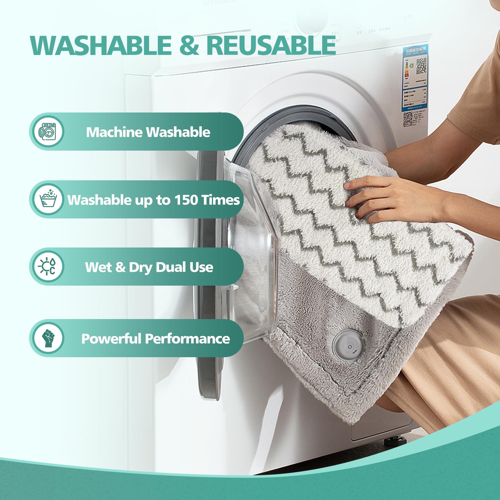 4 PCS Replacement Pads Accessory for Shark Steam Mop S1000, S1000A, S1000C, S1000WM, S1001C, Dirt Grip Pads, Microfiber Washable & Reusable