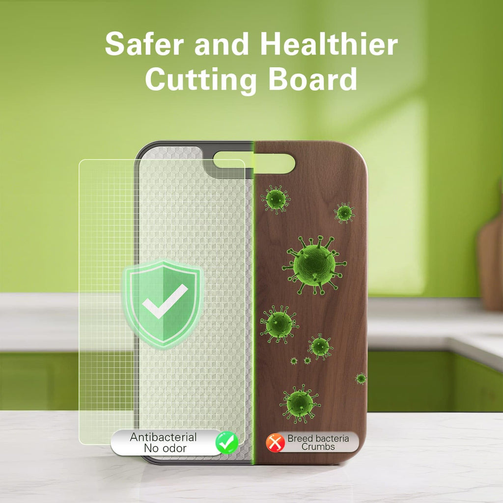 INZOO Stainless Steel Cutting Board, 15''×10'' Double Sided Cutting Boards for Kitchen, Stainless Steel/Wheat Straw PP Chopping Board for Meat & Vegetables, Easy to Clean, Dishwasher Safe