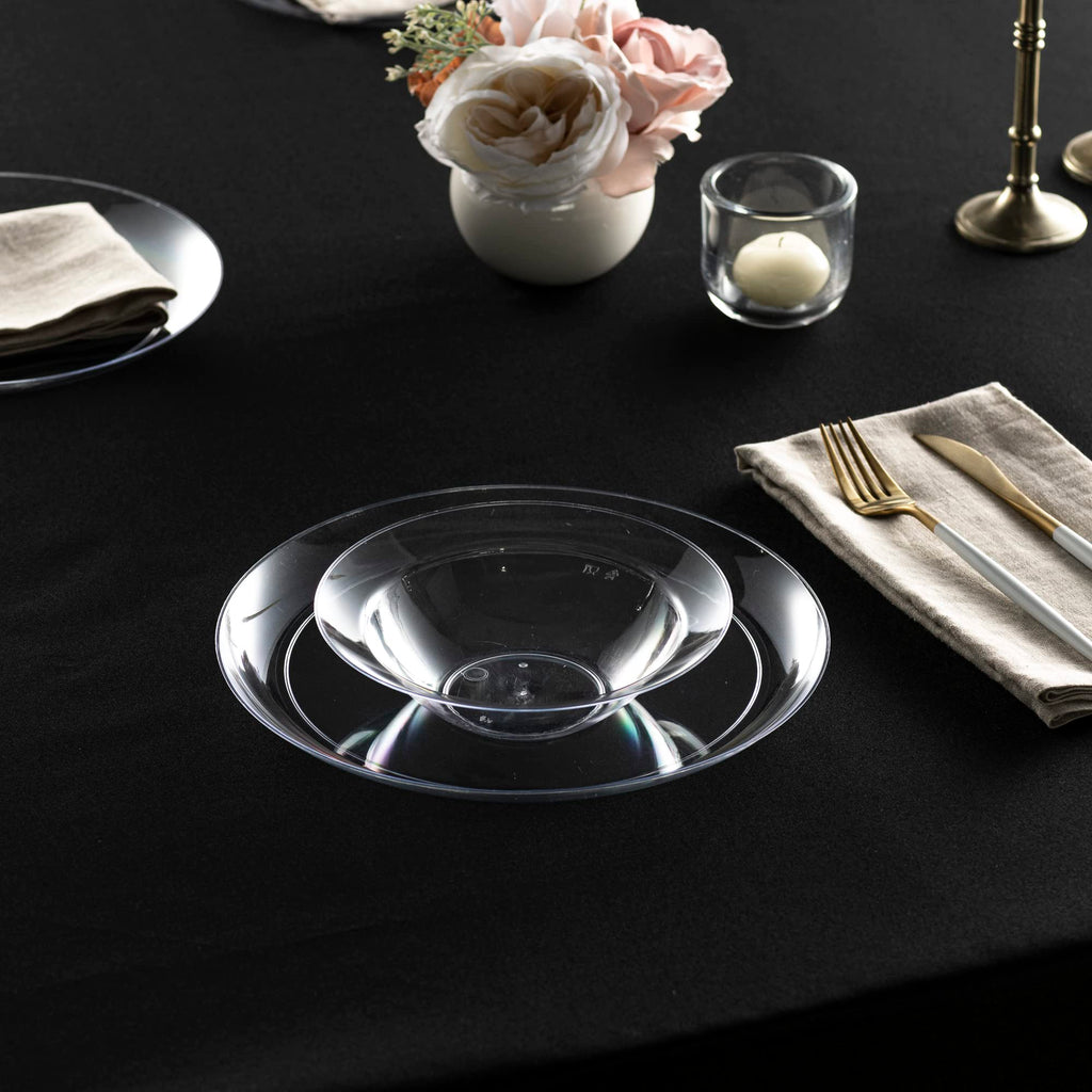 [7'' 40 Pack] 7'' inch Premium Heavy Weight Crystal Clear Classy Disposable hard Plastic Salad plates