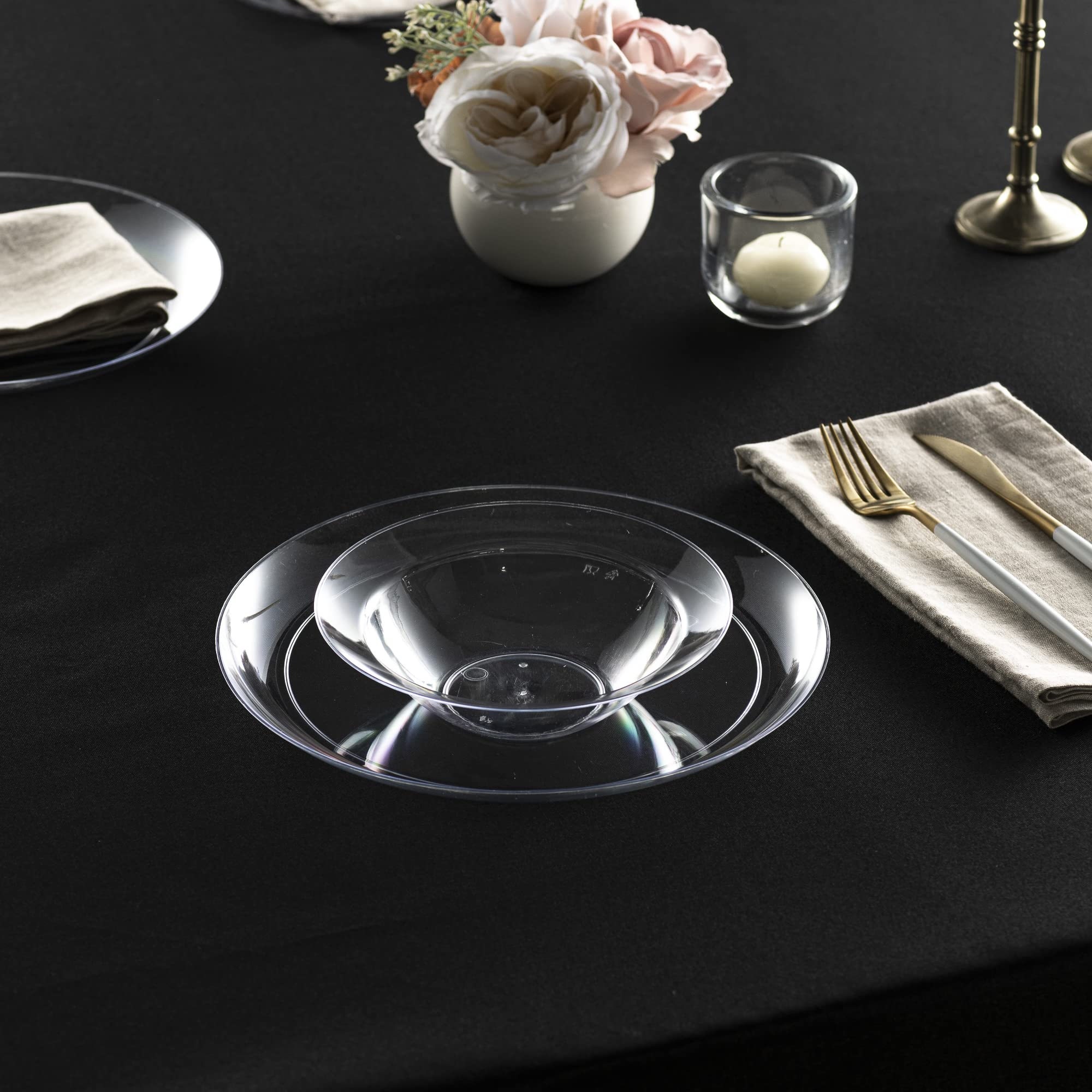 [7'' 40 Pack] 7'' inch Premium Heavy Weight Crystal Clear Classy Disposable hard Plastic Salad plates