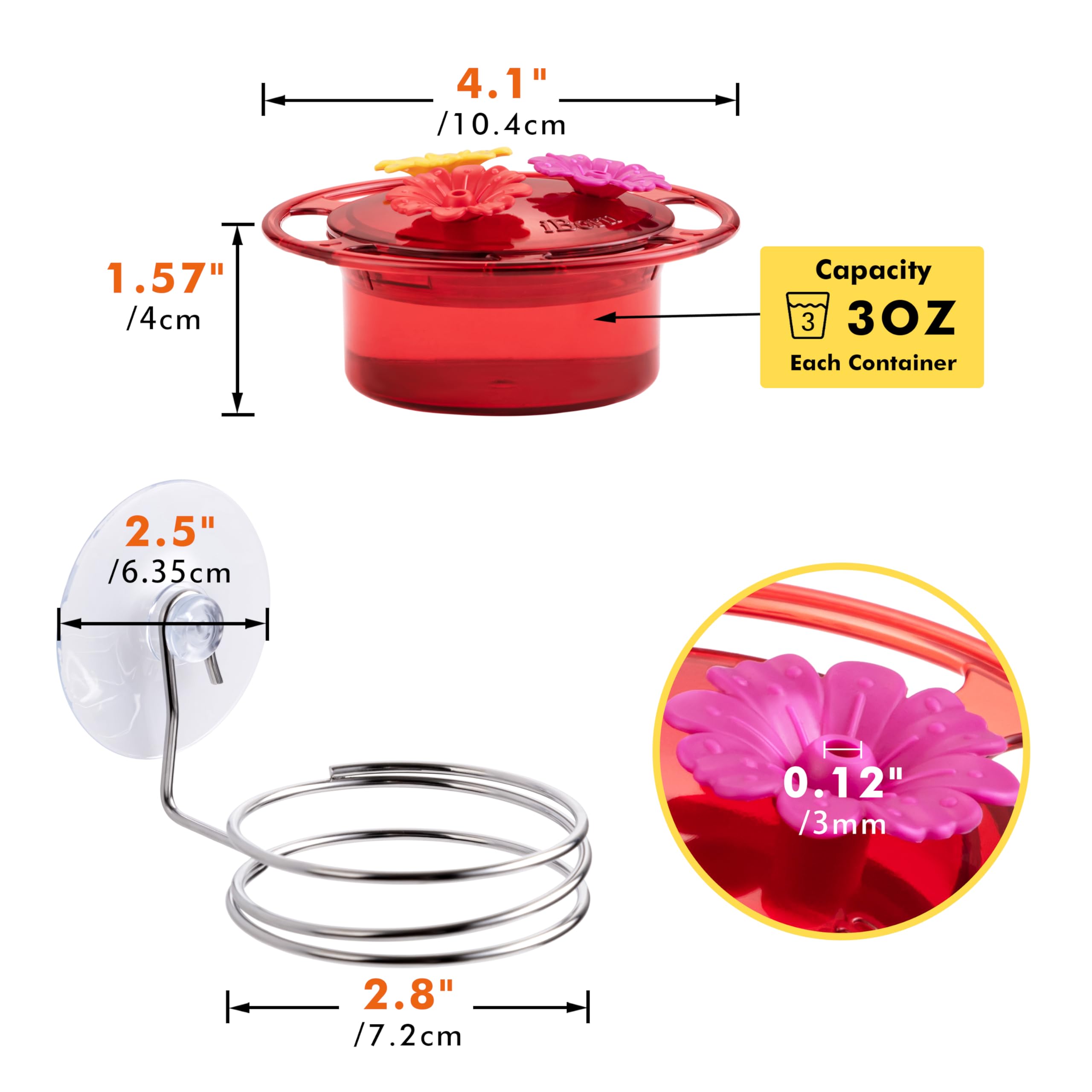 iBorn Circular Hanging Hummingbird feeders for Outdoors 3PCS 3OZ Mini Hummingbird Feeder Humming Bird Feeder, Silicone Feeding Ports, Bee-Proof, 2025 New