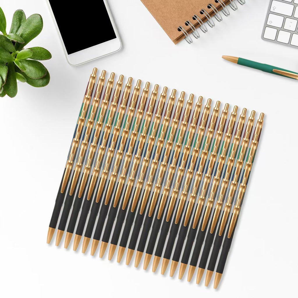 Aozora 100 Pack Retractable Ballpoint Pens, Black Ink, Medium Point 1.0 mm, No Bleed, Smooth Writing, Click Pens, Box of Pens