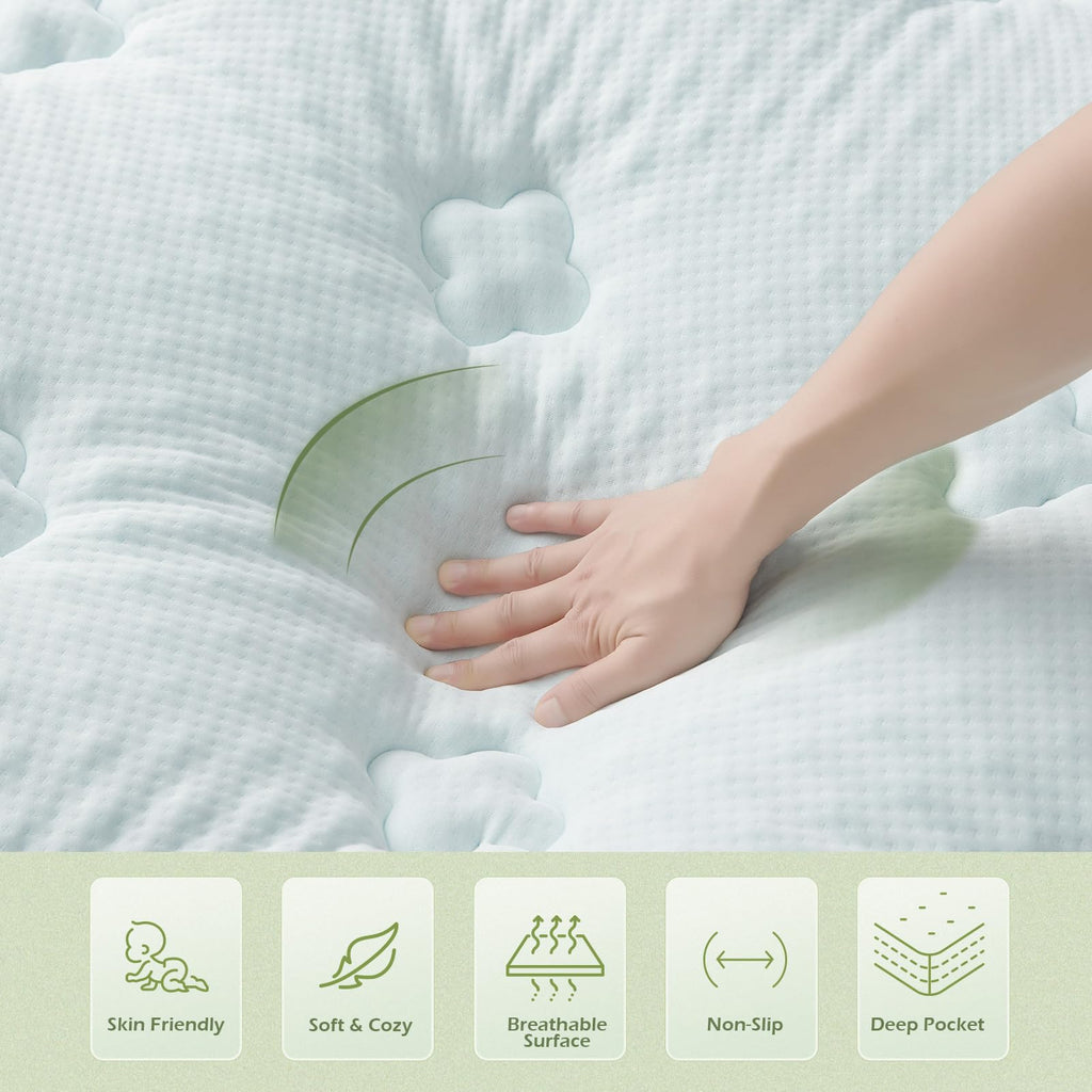 Hansleep Memory Foam Mattress Pad Twin XL, Twin XL Mattress Topper for College Dorm, Fluffy Mattress Pad with Deep Pocket, Breathable Air Mattress Topper Cover, White, 39x80 Inches