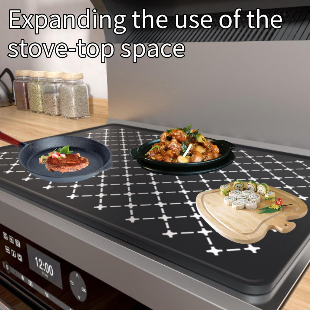 Nyoria Silicone Stove Top Mat Protector - Upgraded 30 x 21 inch Cover for Electric Glass Stovetop Cooktop Induction Mat for Ceramic Top RV Countertop Heat-Resistant XL Dish Drying Mat