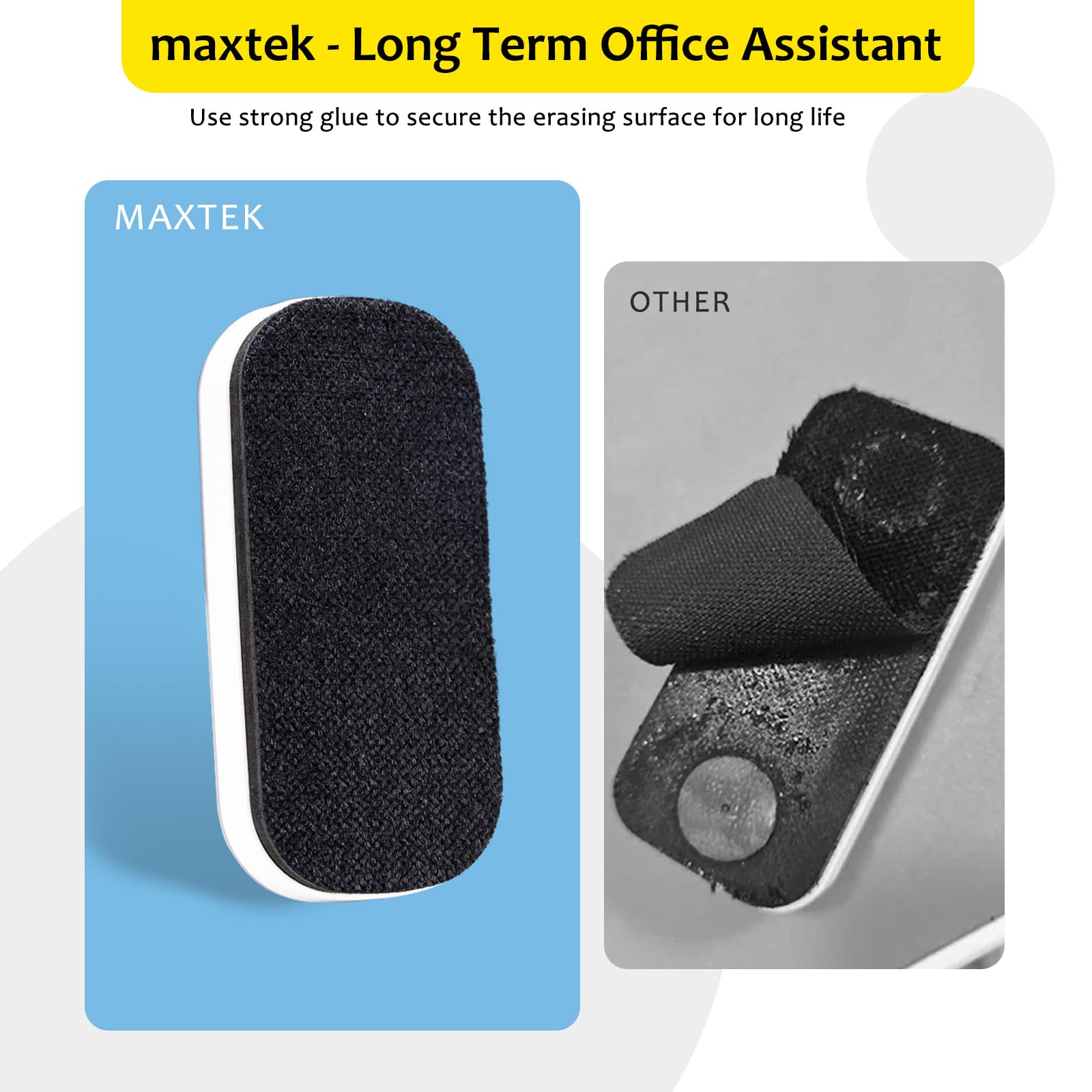 maxtek Magnetic Dry Erase Eraser, Whiteboard Dry Eraser, 2 Pack, Strengthened Magnetic Dry Eraser for Dry Erase Board, Glass Board, Calendar Board, Office and School Supplies (Gray)