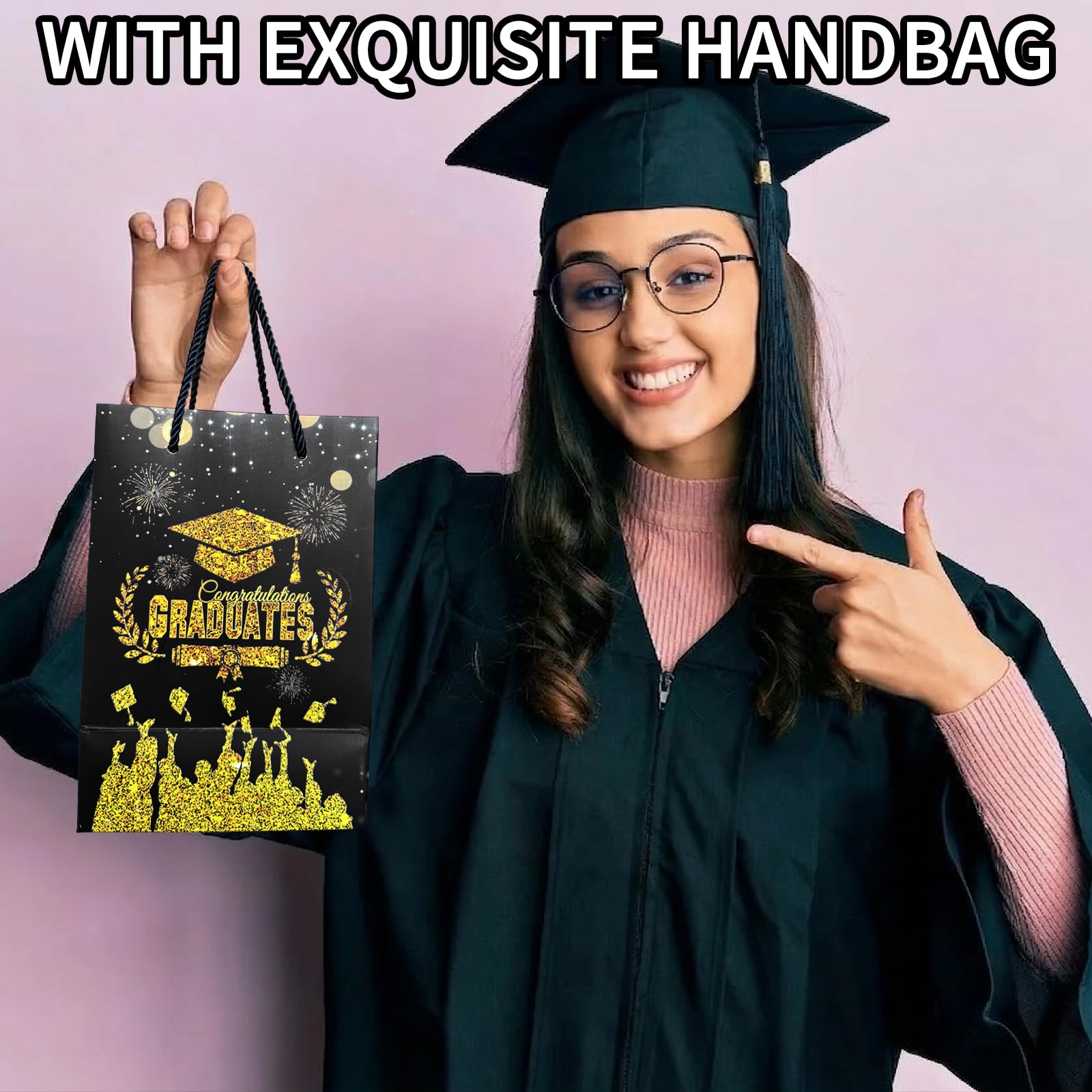 Graduation Surprise Explosion Gift Box, Funny Pop Up Cash from Money Case for Her Him Preschool High School College, DIY Novelty Luxury Folding Bouncing Money Boxes for Class of 2026 (Black)