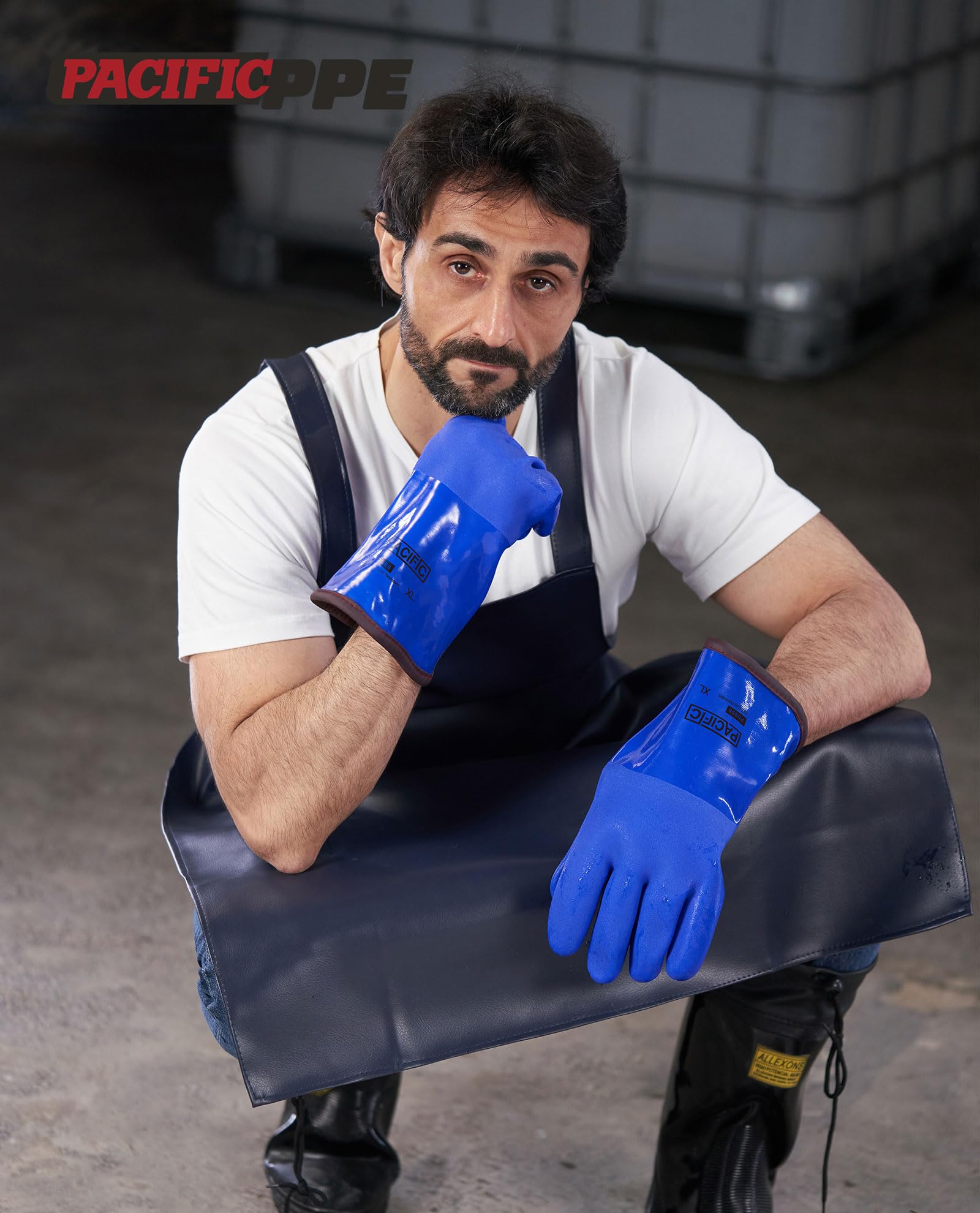 PACIFIC PPE Winter Work Gloves for Cold Weather, Thermal Insulated Freezer, Coated Cold Proof Heavy Duty PVC Rubber Gloves, Chemical&Oil Resistant, Waterproof, Touchsreen, Non-Slip,Large