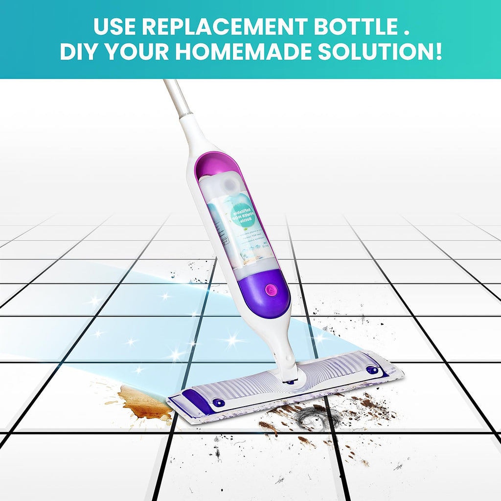Refillable Bottle for Swiffer Power Mop, 720ML / 24 FL.OZ Reusable Solution Container, Leak-Resistant Lock, Use Any Liquid Cleaner