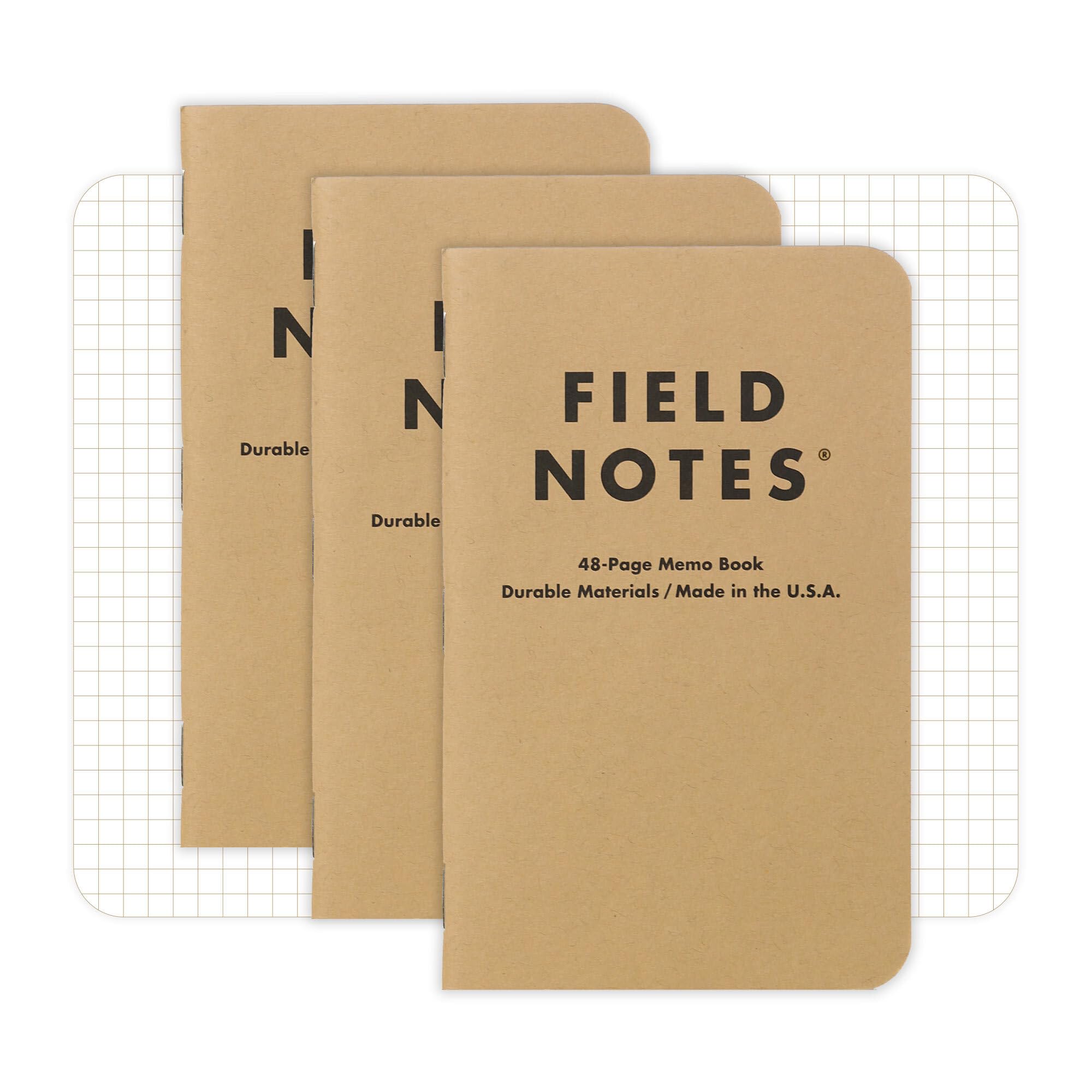 Field Notes: Original Kraft 3-Pack - Graph Paper Memo Books - Grid Paper 48 Page Pocket Notebooks - 3.5" x 5.5"