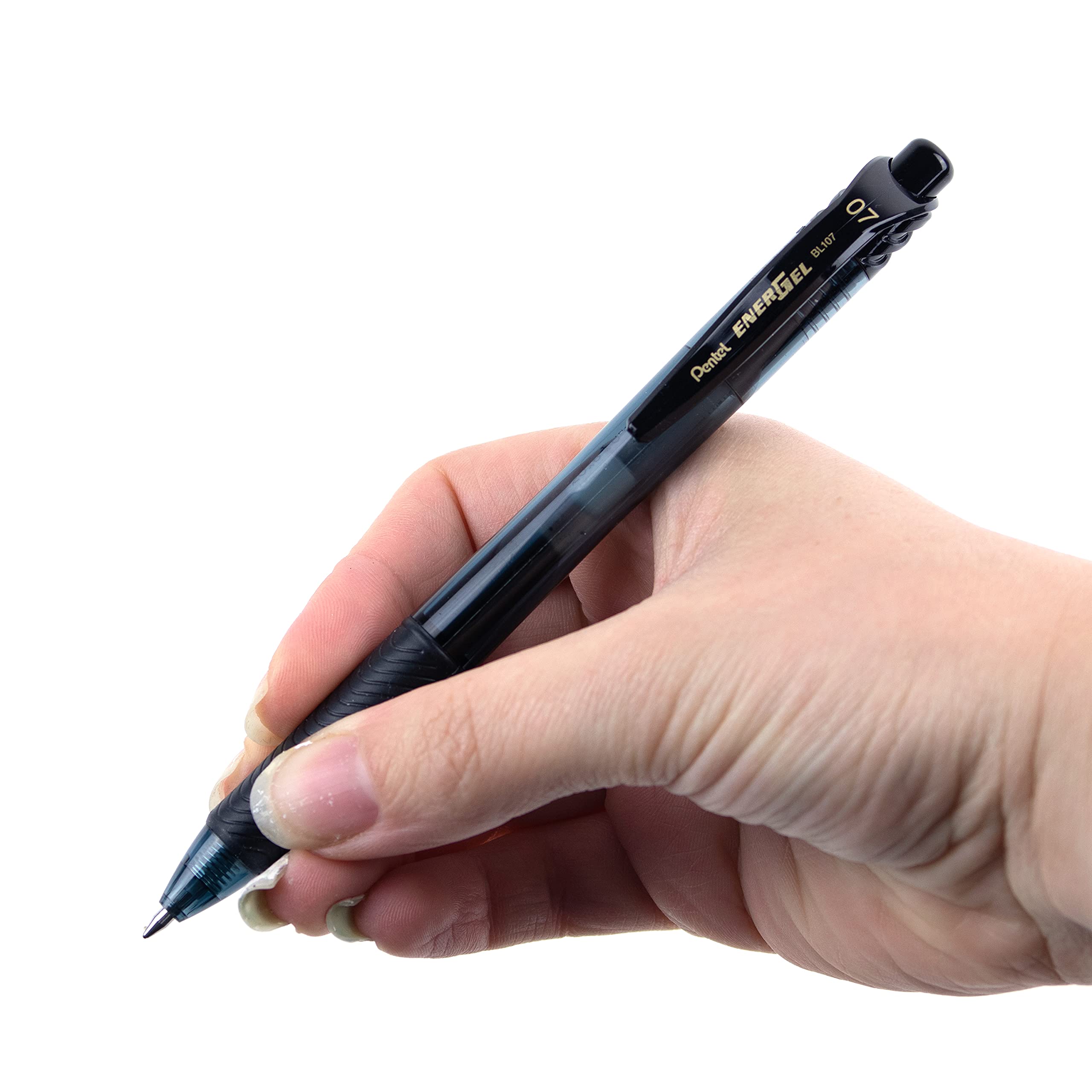Pentel EnerGel X Retractable Liquid Gel Rollerball Pen, Everyday Writing, Office Supplies, School Supplies, 0.7mm Medium Point, Black Ink, BL107-A, Box of 12