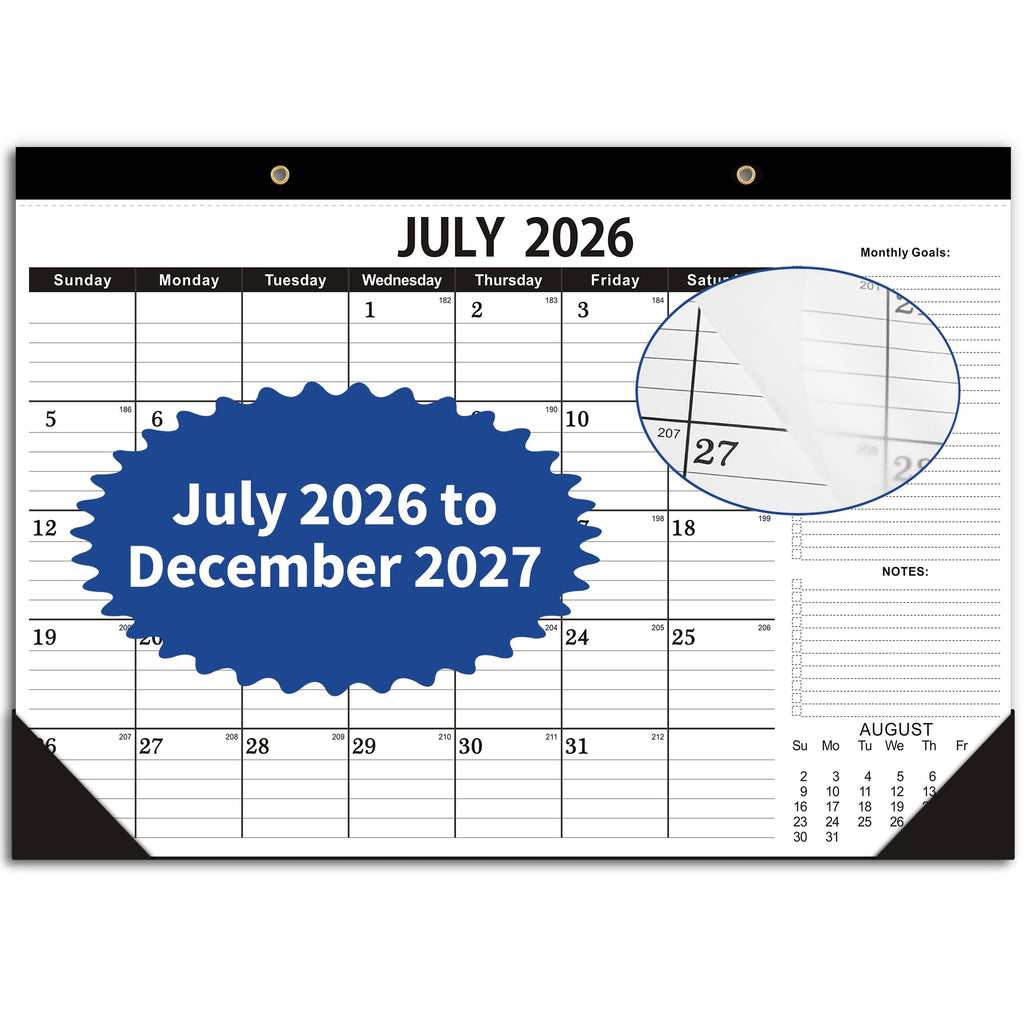 Wabhas Desk Calendar 2026-2027,July 2026 to December 2027,Desk Calendar 2026-2027 with to-do List,18 Months Calendar 2026-2027,17" x 12" Calendar 2026