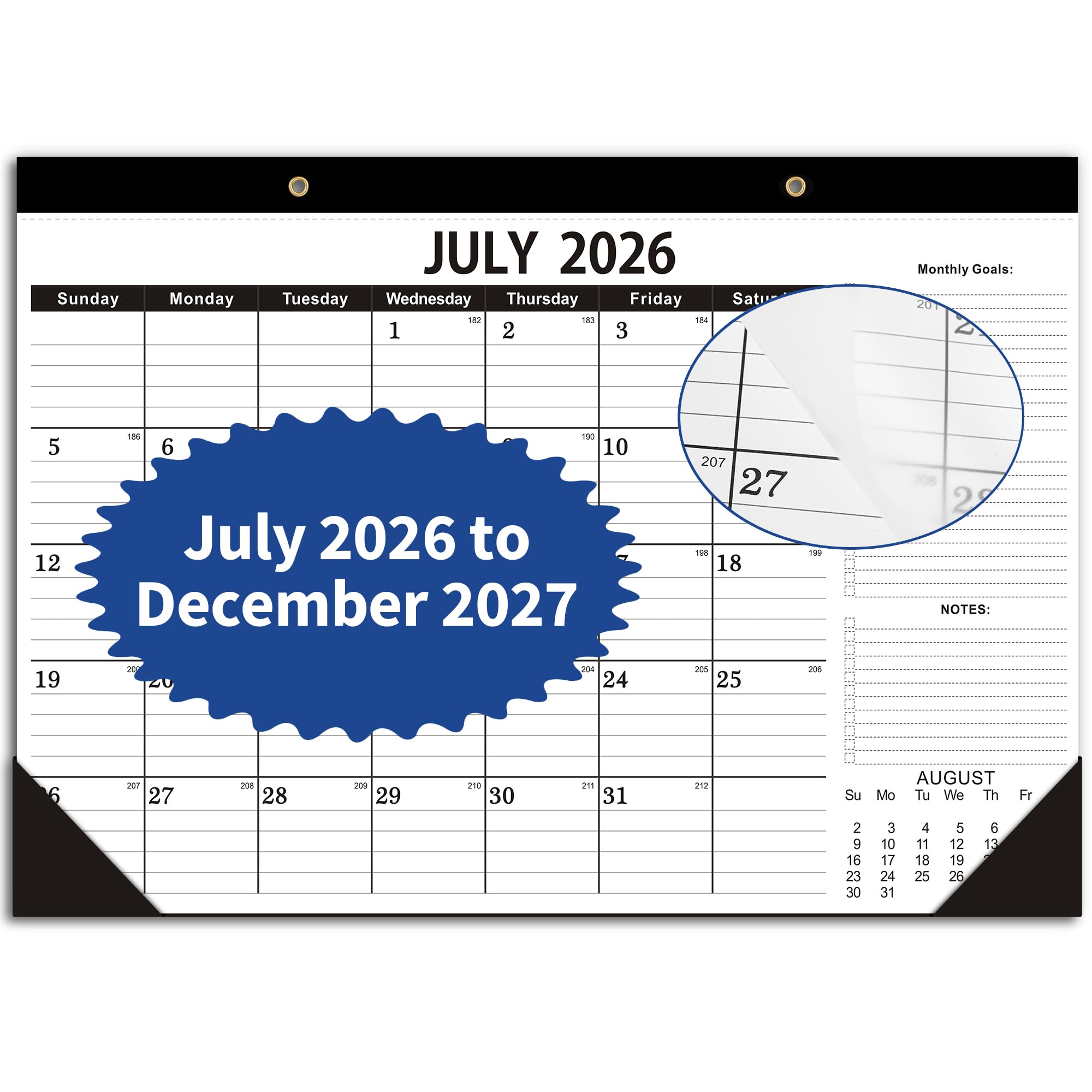 Wabhas Desk Calendar 2026-2027,July 2026 to December 2027,Desk Calendar 2026-2027 with to-do List,18 Months Calendar 2026-2027,17" x 12" Calendar 2026