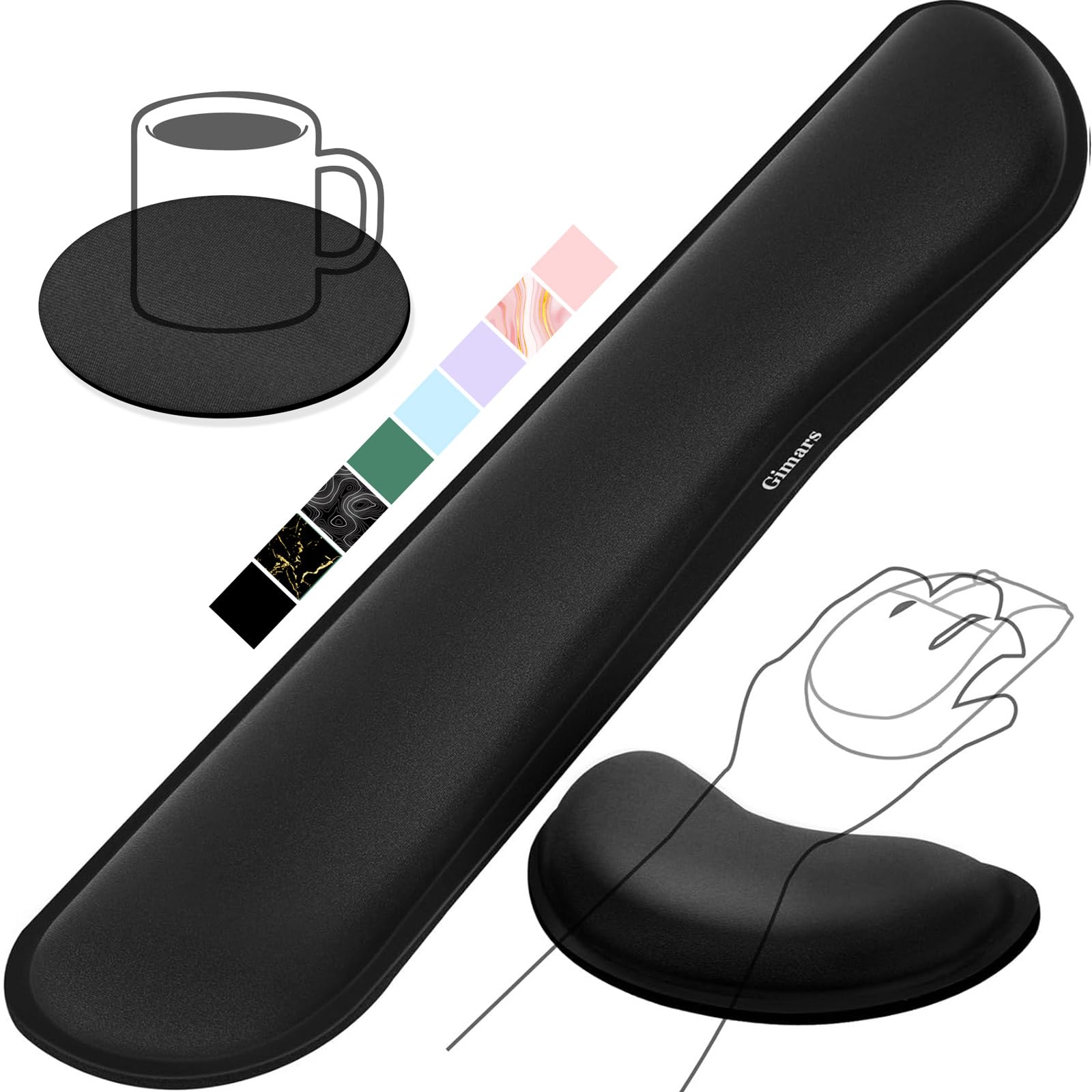 Gimars Upgrade Enlarge Silky Gel Memory Foam Keyboard Wrist Rest, Wrist Rest for Computer Keyboard, Ergonomic Design for Typing Pain Relief, Mousepad Rests, Wrist Support for Office, Gaming, Black