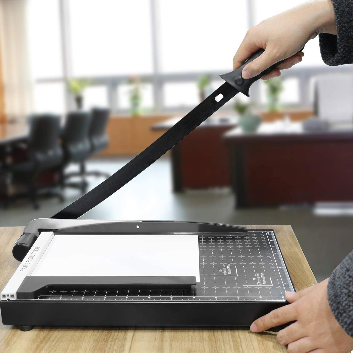 12 Inch Heavy Duty Paper Cutter,Metal Base Guillotine Paper Cutter for A4 Craft and Photo,Dual Paper Guide Bars Trimmer Slicer,12-Sheet Capacity Professional Paper Cutter Slider for Home Office