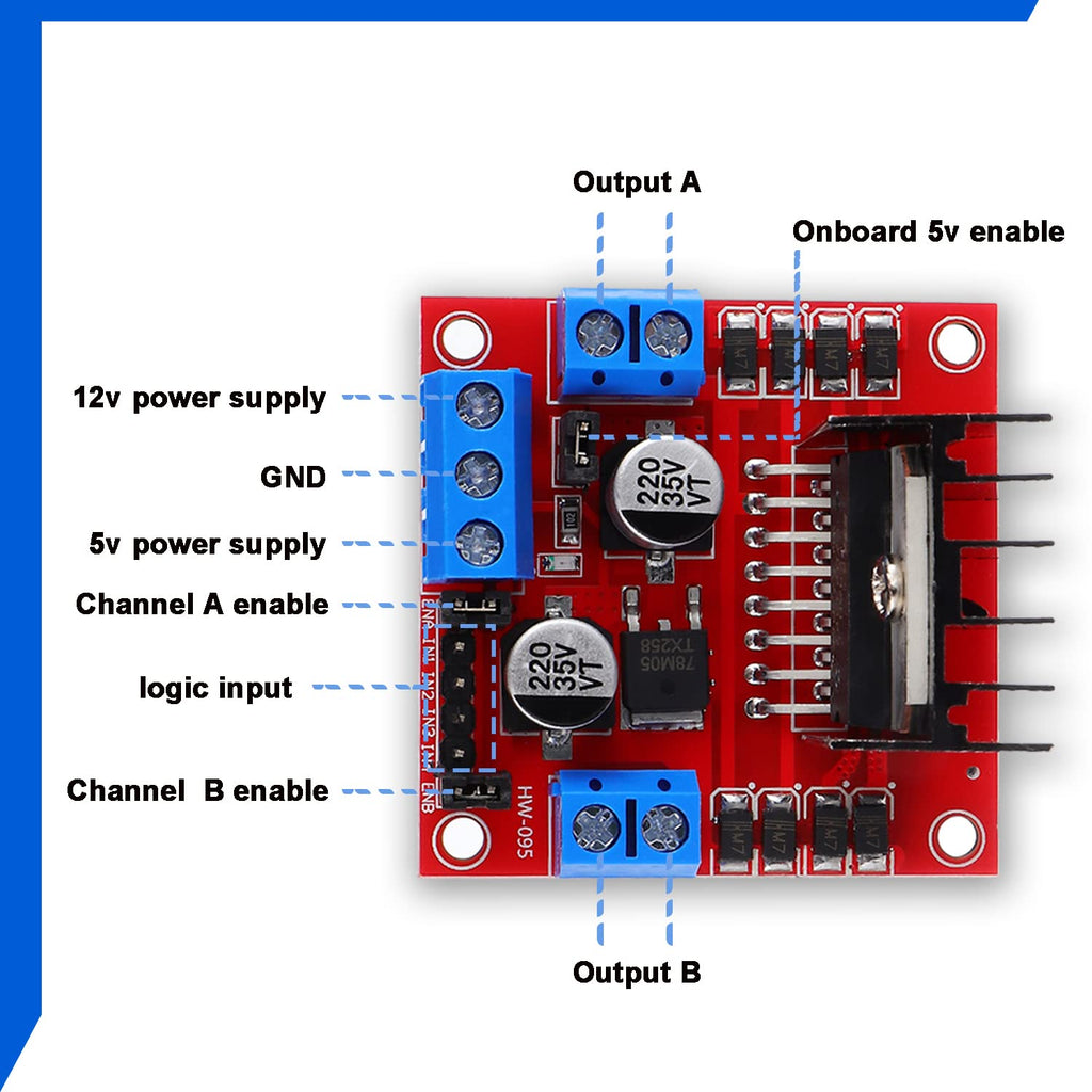 BOJACK L298N Motor DC Dual H-Bridge Motor Driver Controller Board Module Stepper for Arduino Intelligent Car Power UNO MEGA R3 Mega2560 with 4pcs