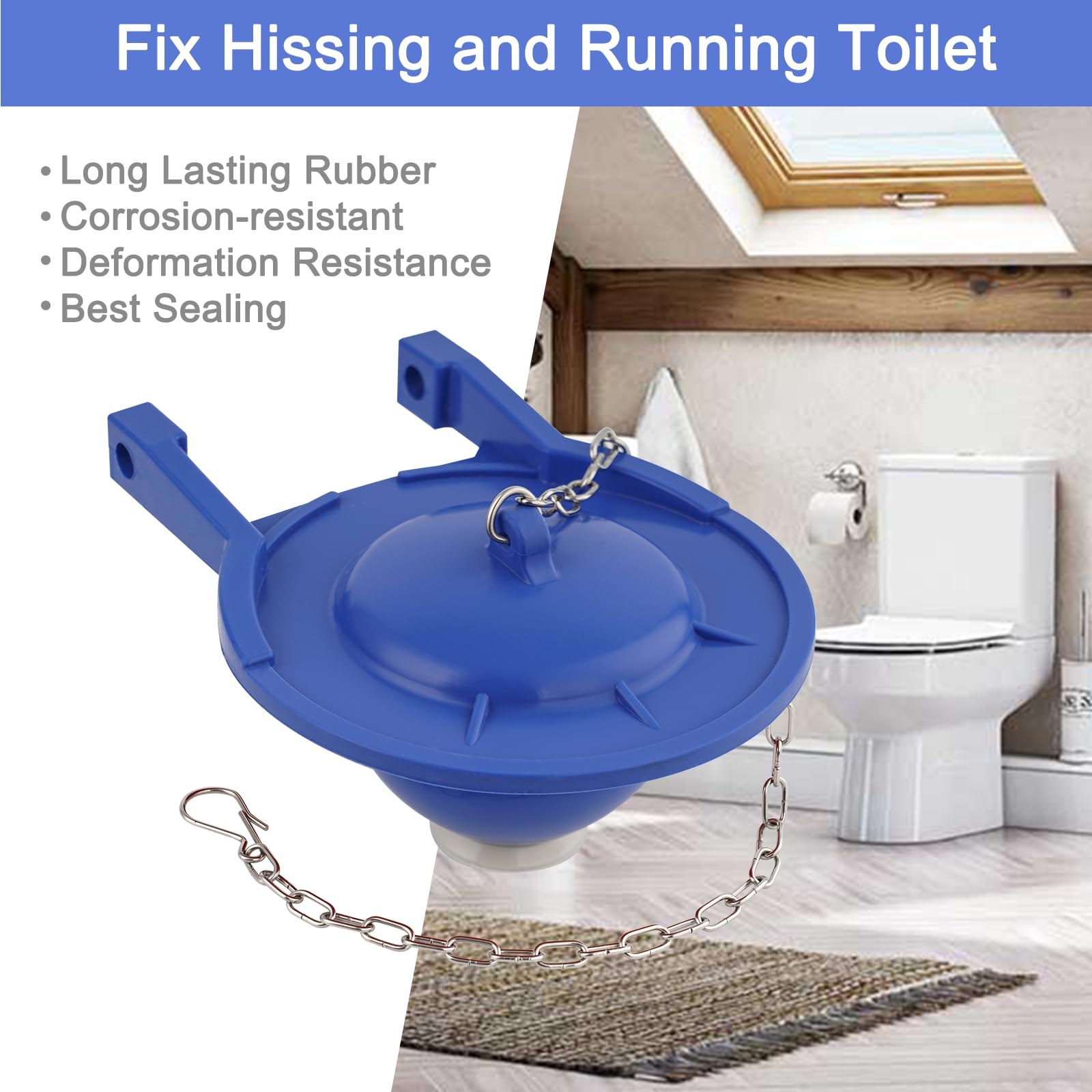 Large 3-Inch Toilet Flapper Replacement Compatible with TOTO Flapper Model THU140S- Oversized Sealing and Easy to Install- Blue