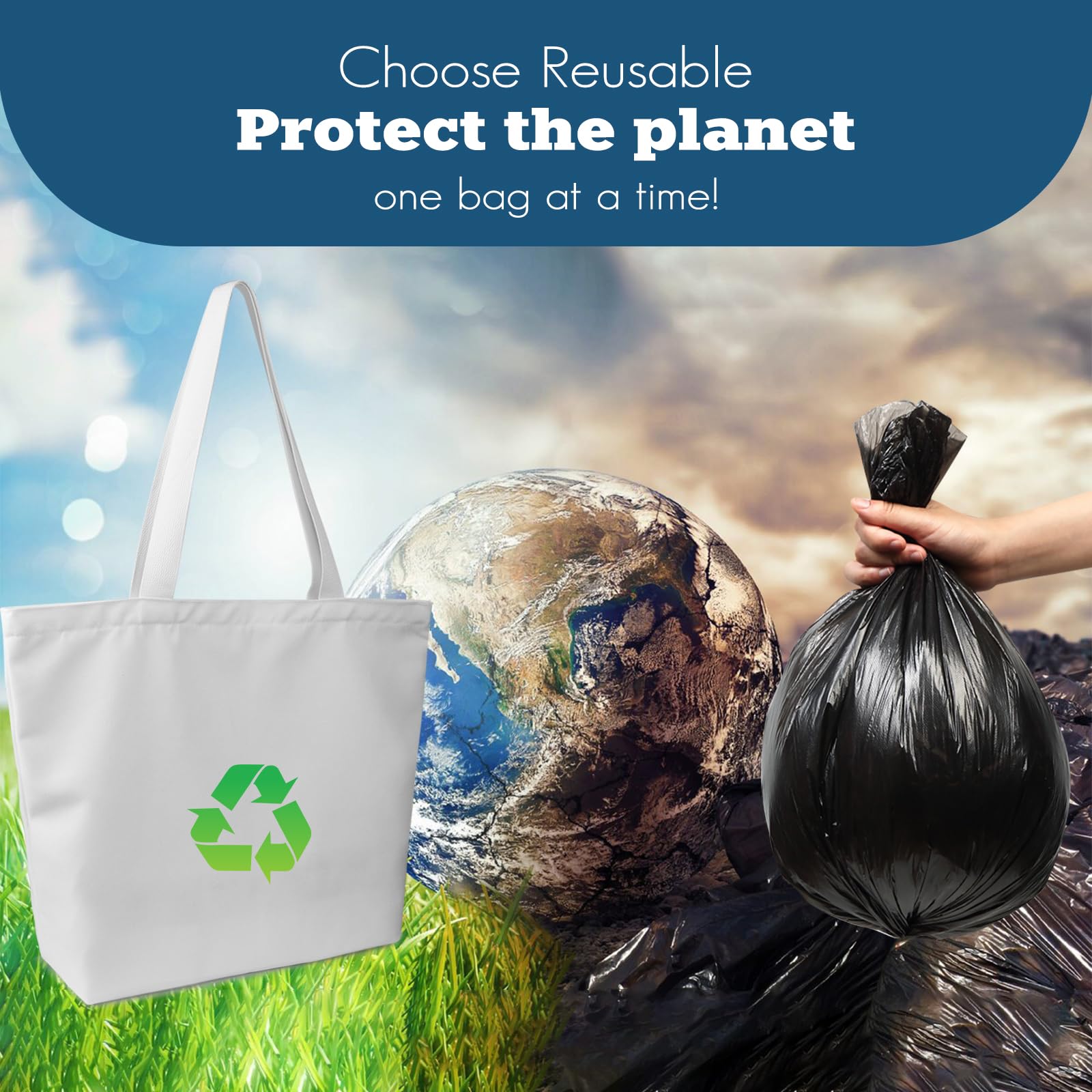 5 Pack Sublimation Tote Bags Blanks - 12oz Heavy-Duty 100% Polyester with Zipper, Long Handles (18.5"x15"x4.7"), Reusable for DIY, Heat Transfer, Gym, Travel, Business Branding