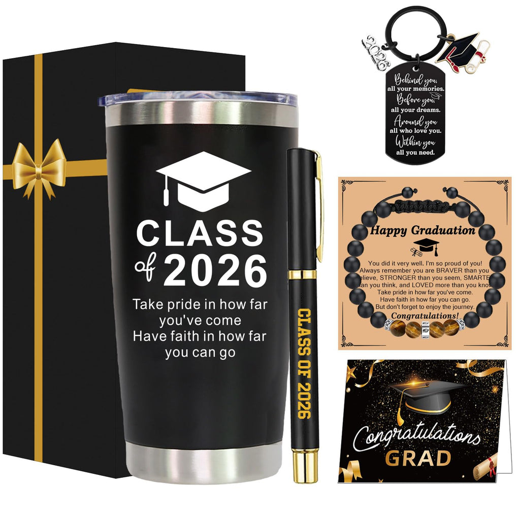 Graduation Gifts, Class of 2026 Graduation Travel Tumbler for Him Her, Inspirational 2026 Grad Gifts for High School Colleage Students Daughter Son Friends Women Men Master Gifts(Black)