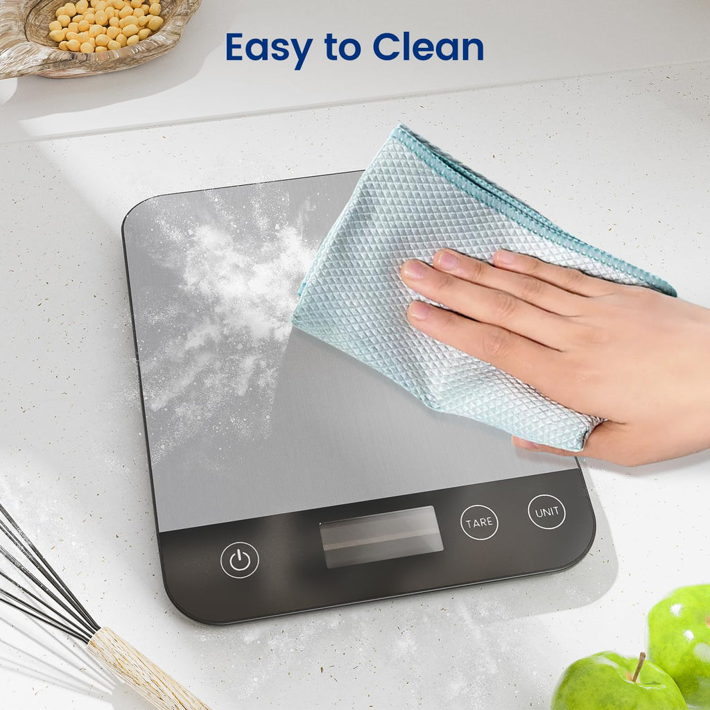 【Rechargeable & 33lb 】 Digital Kitchen Scale, USB C Electronic Kitchen Scale, 15 kg, High Precision 1 g/0.1 oz Food Scale, Professional with Hard Function, Batteries Included (B1)