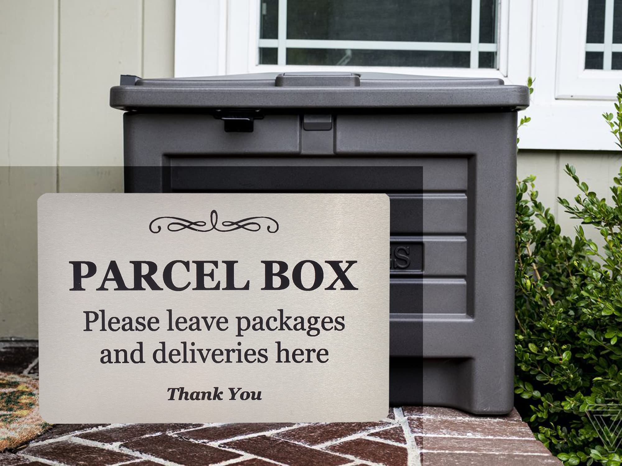 Parcel Box Sign - Metal | Aluminium with Adhesive Backing | Notice for Deliveries, Packages, Post, Mailman | Information Sign | Don't Loose Your Parcel Ever Again