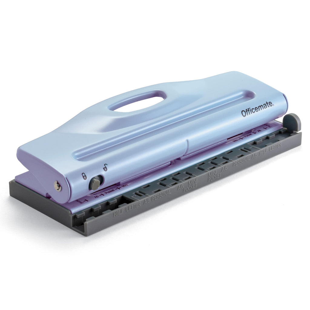 Officemate Adjustable 6-Hole Punch for Planners and Binders, 8 Sheet Capacity, Blue (90163)