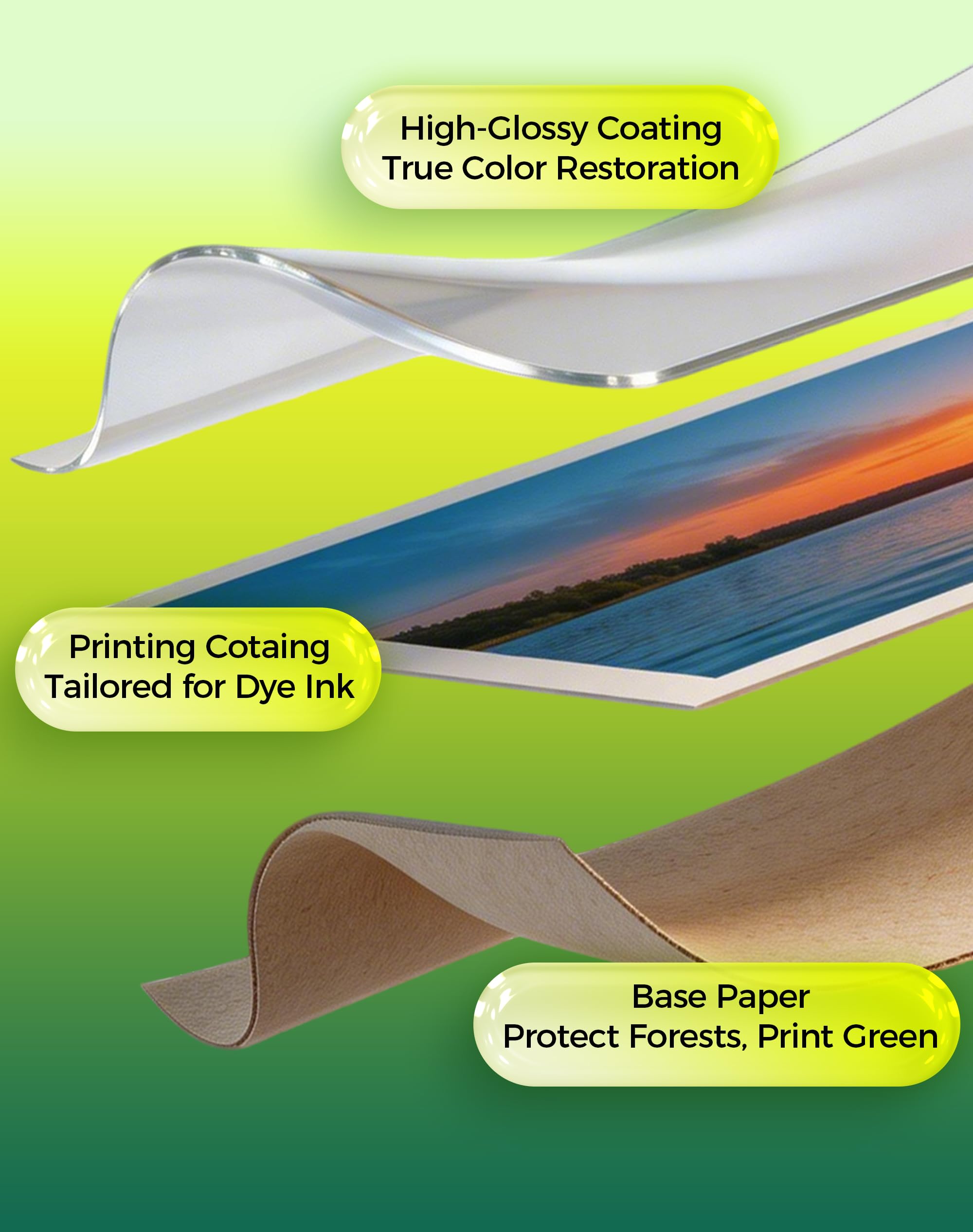 Uinkit Glossy Inkjet Photo Paper 8.5x11 Inches 200 Sheets 48lb Dye Ink 180Gsm Professional Photographic Paper Letter Size 8.5mil Instant Dry Suitable for All Dye Ink Printers (8.5"x11"x200Sheets)