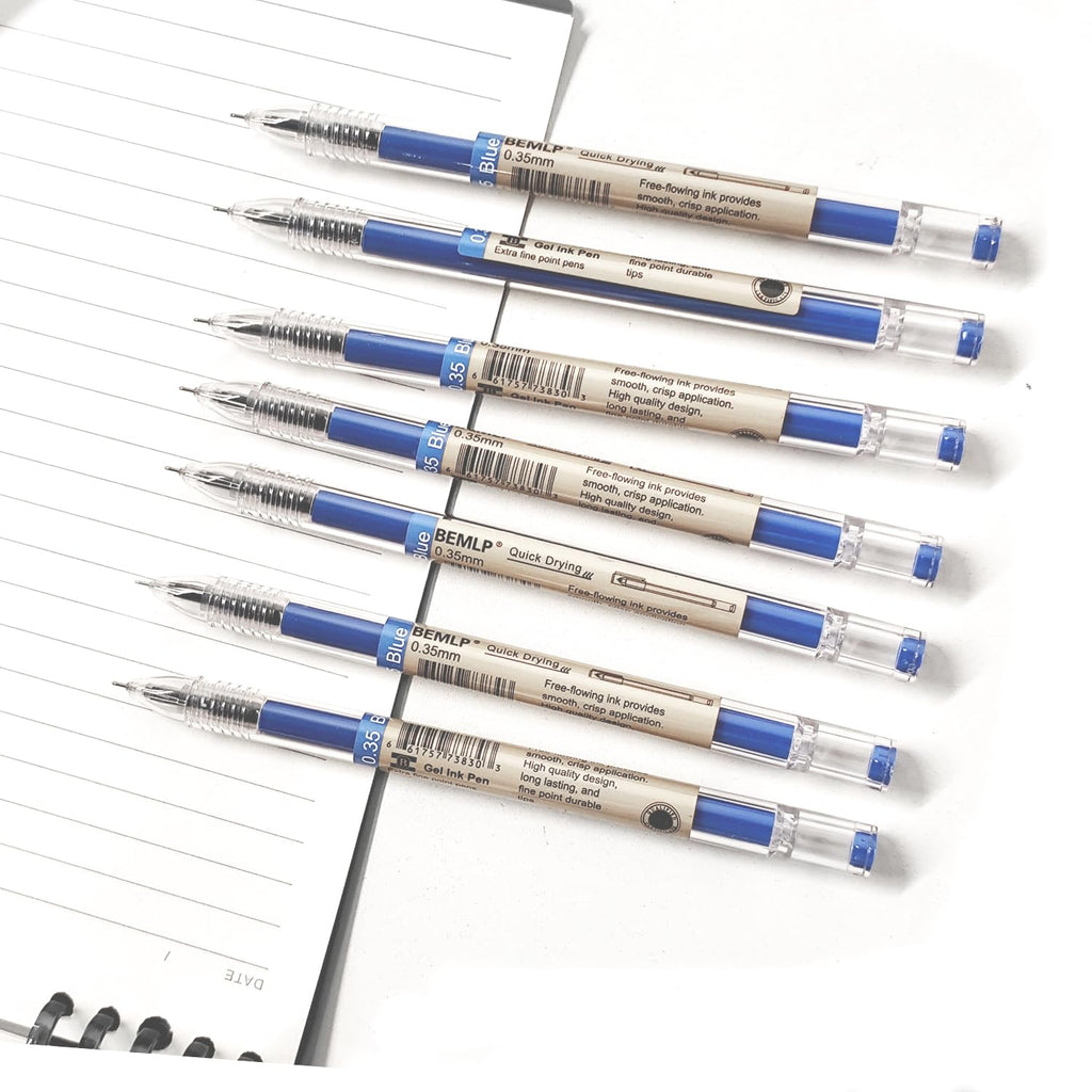 BEMLP Gel Ink Pen Extra fine point 0.35mm Blue Liquid Rollerball Pens Quick Drying Gel Pens School Office student Exam Writing Stationery Supply 12 Pcs/Set (Blue)