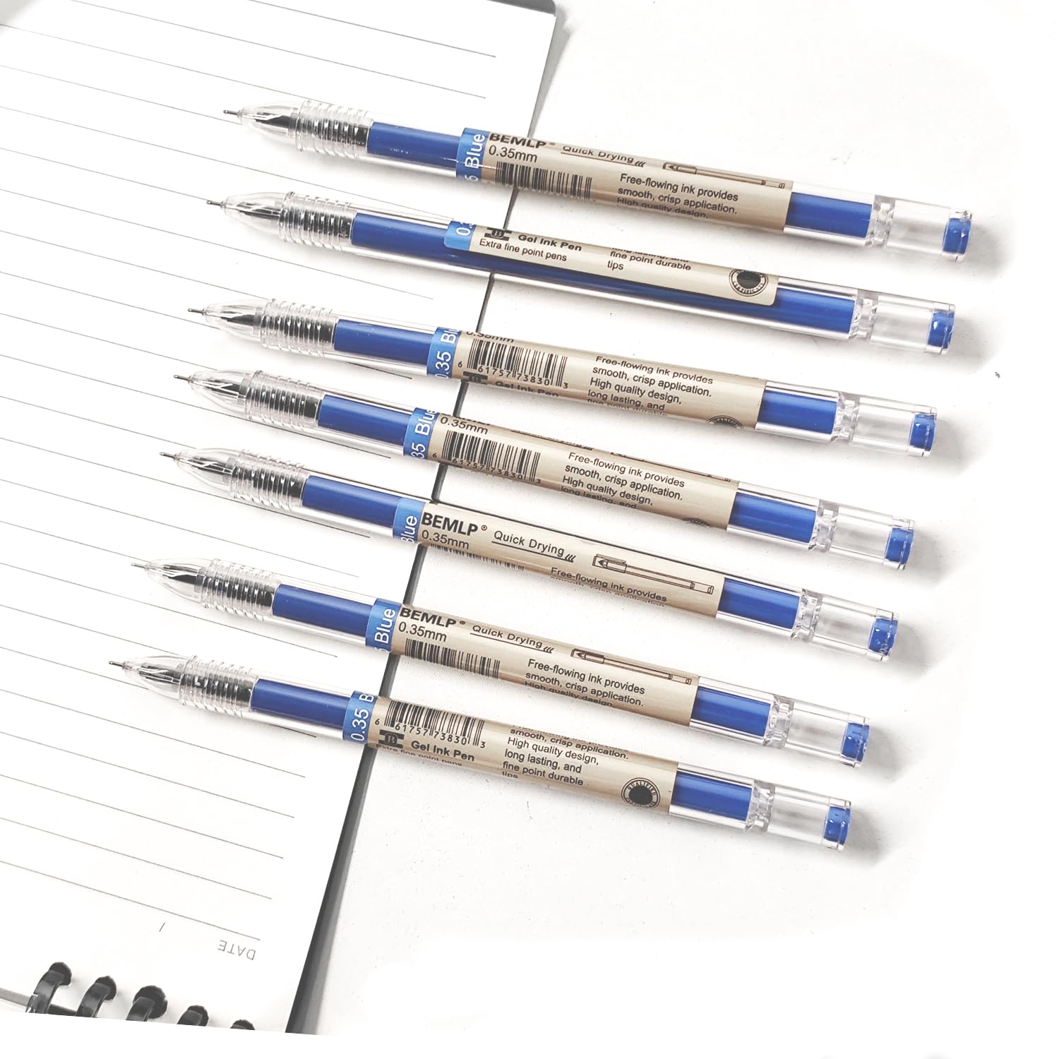 BEMLP Gel Ink Pen Extra fine point 0.35mm Blue Liquid Rollerball Pens Quick Drying Gel Pens School Office student Exam Writing Stationery Supply 12 Pcs/Set (Blue)