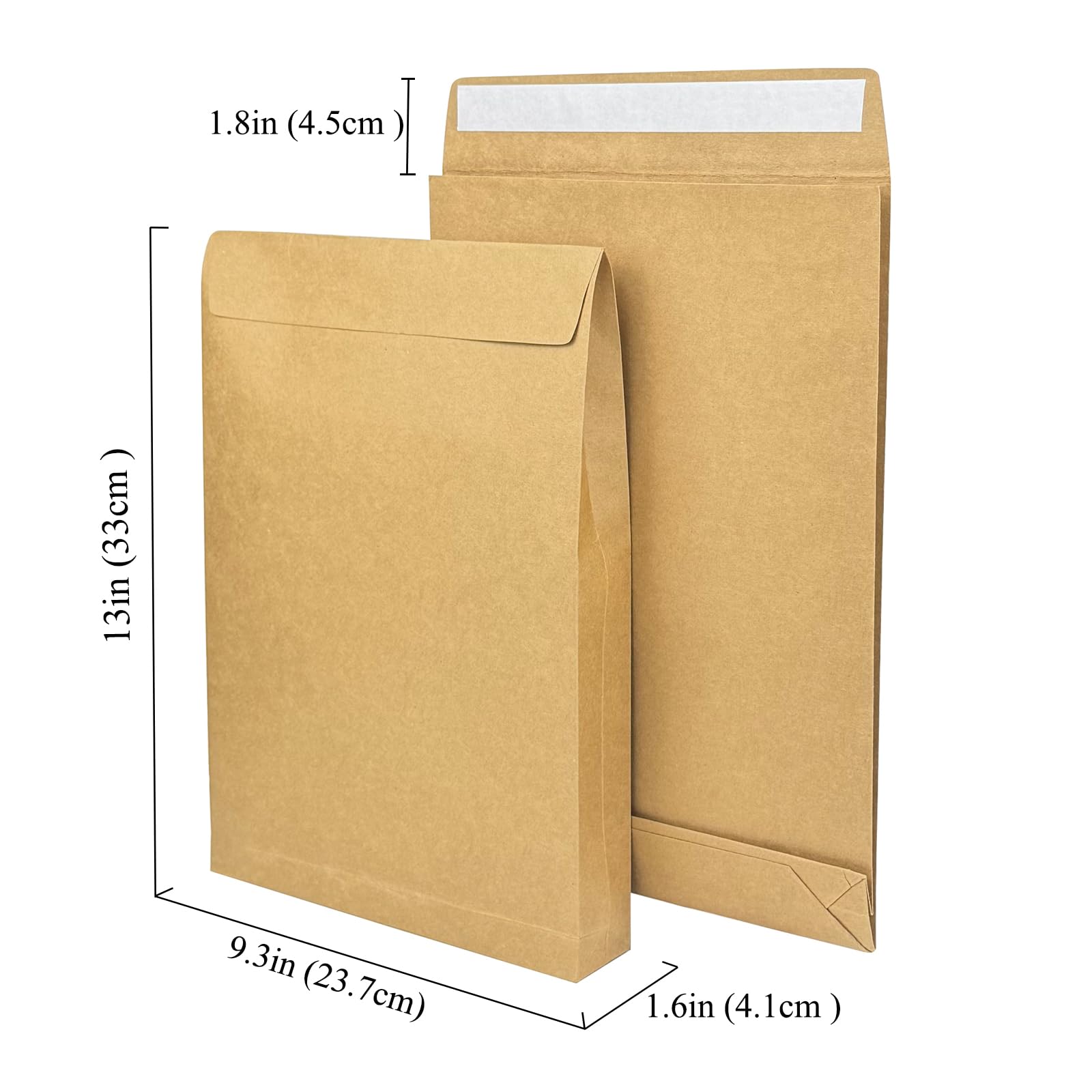Neehows 15 Pack Expandable Large Kraft Envelopes, 9.3" x 13" Big Mailing Envelopes Self Seal Anti Tear Catalog Envelopes for Business Office Paper Documents File Storage - Brown