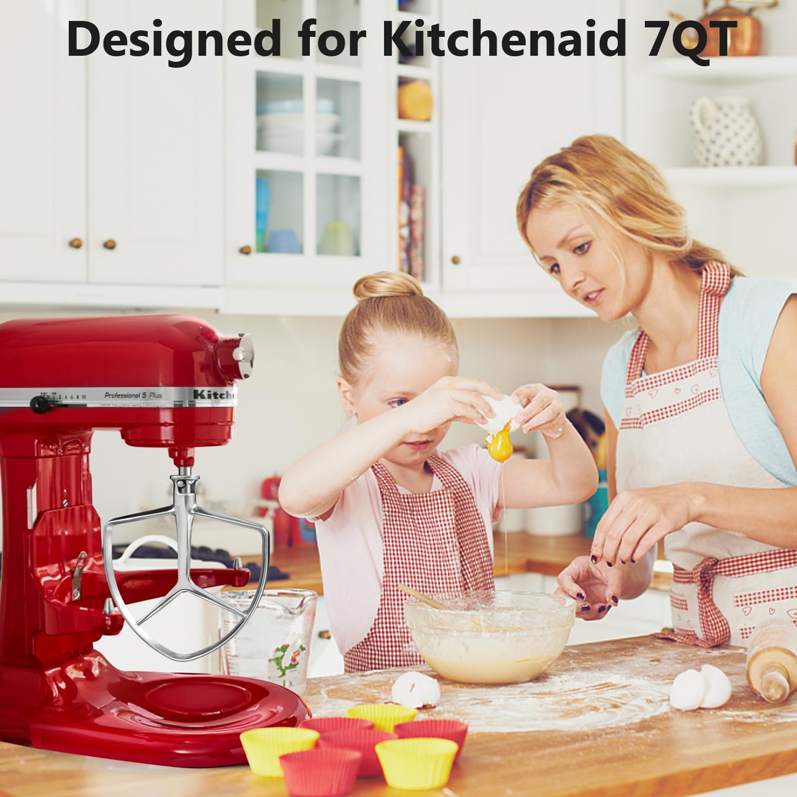 LETOMS Flat Beater for KitchenAid 7 QT Bowl-Lift Stand Mixers, Stainless Steel Paddle Accessories for Kitchen aid, Dishwasher Safe