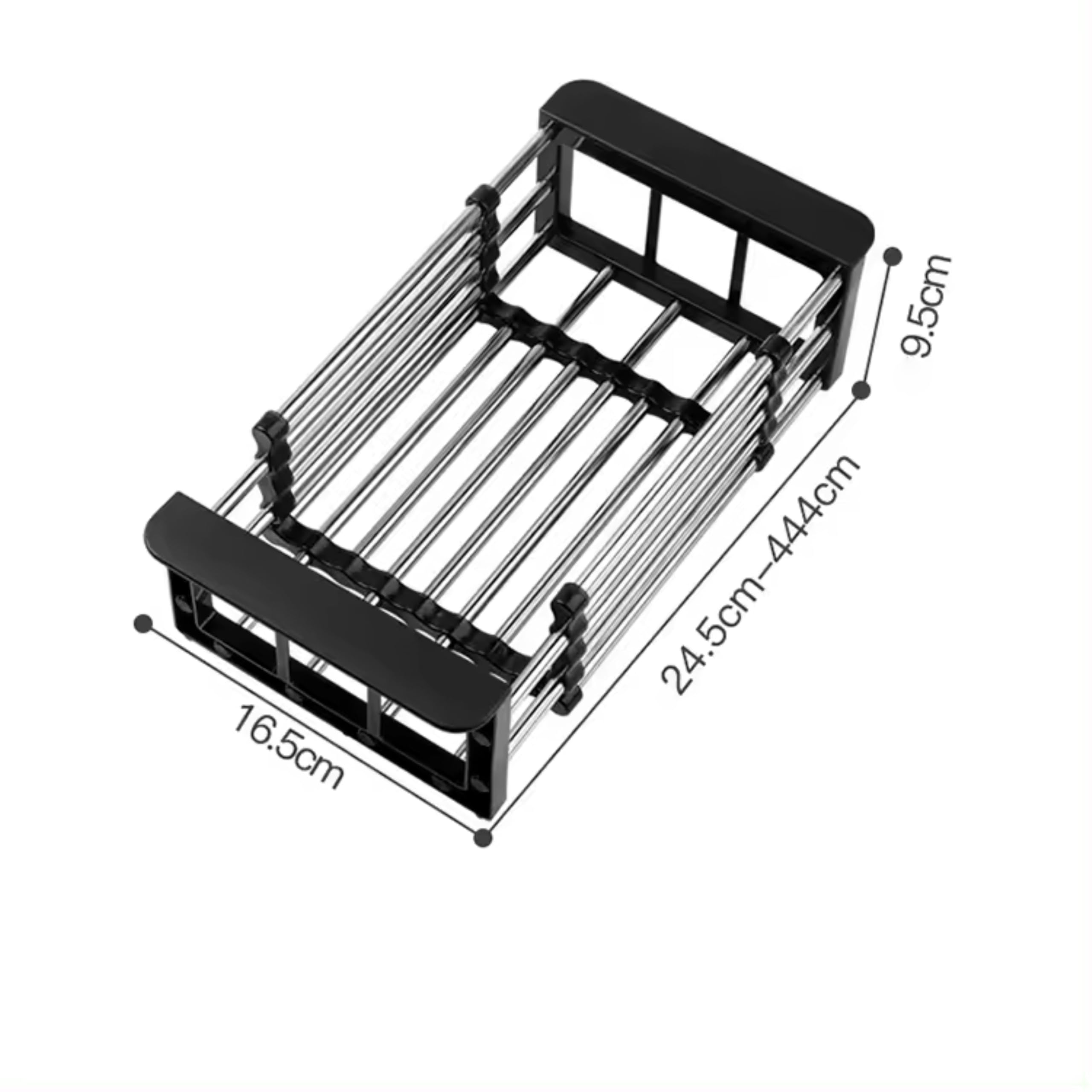 Over-Sink Dish Drying Rack, Expandable Stainless Steel, Non-Slip Kitchen Drainer
