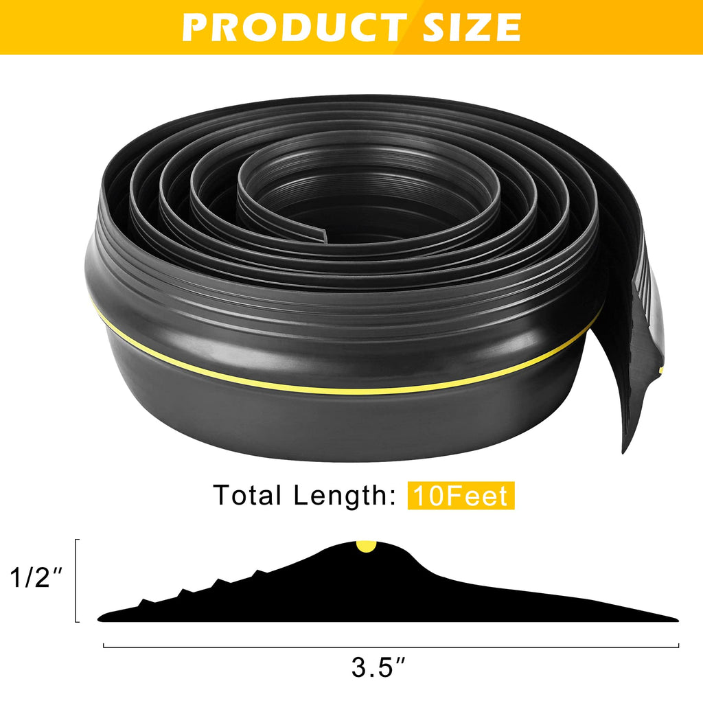 10Ft with Adhesive Universal Garage Door Bottom Threshold Seal Strip, Weatherproof Rubber DIY Weather Stripping Replacement - Black