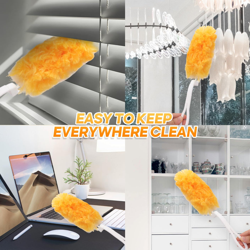 40Pack Duster Refills Compatible with Swiffer Duster,Heavy Duty Multi Surface 360 Microfiber Refills,Unscented Disposable Dusters Kit for Cleaning Dusting Furniture Blind Ceiling Fan(40 Pcs+ 1 Handle)