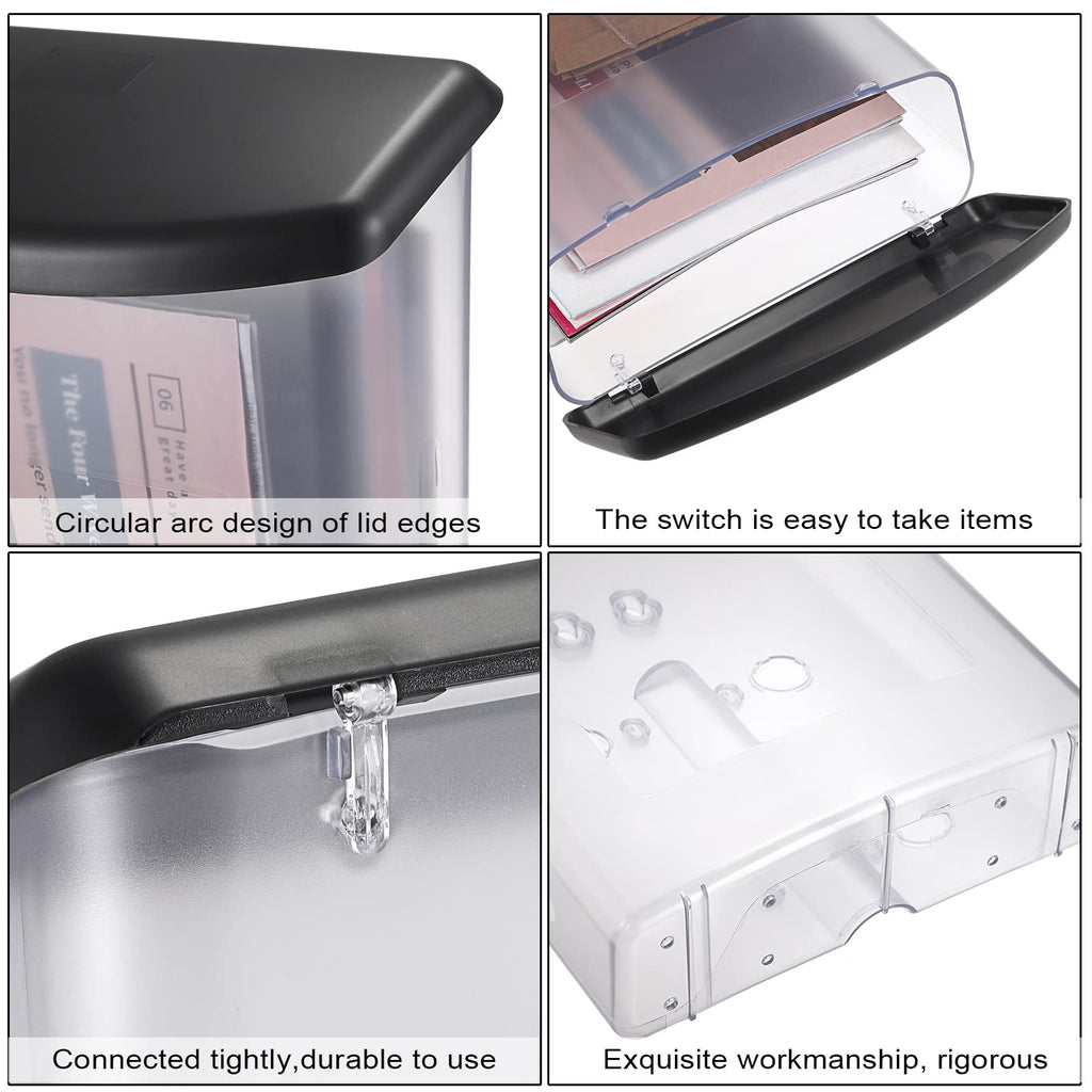 JuxYes Outdoor Literature Display Box with Black lid, Wall Mount Postcard Holder Brochure Holder, Clear Outdoor Document Holder 9.1 * 2.9 * 13.2 inches