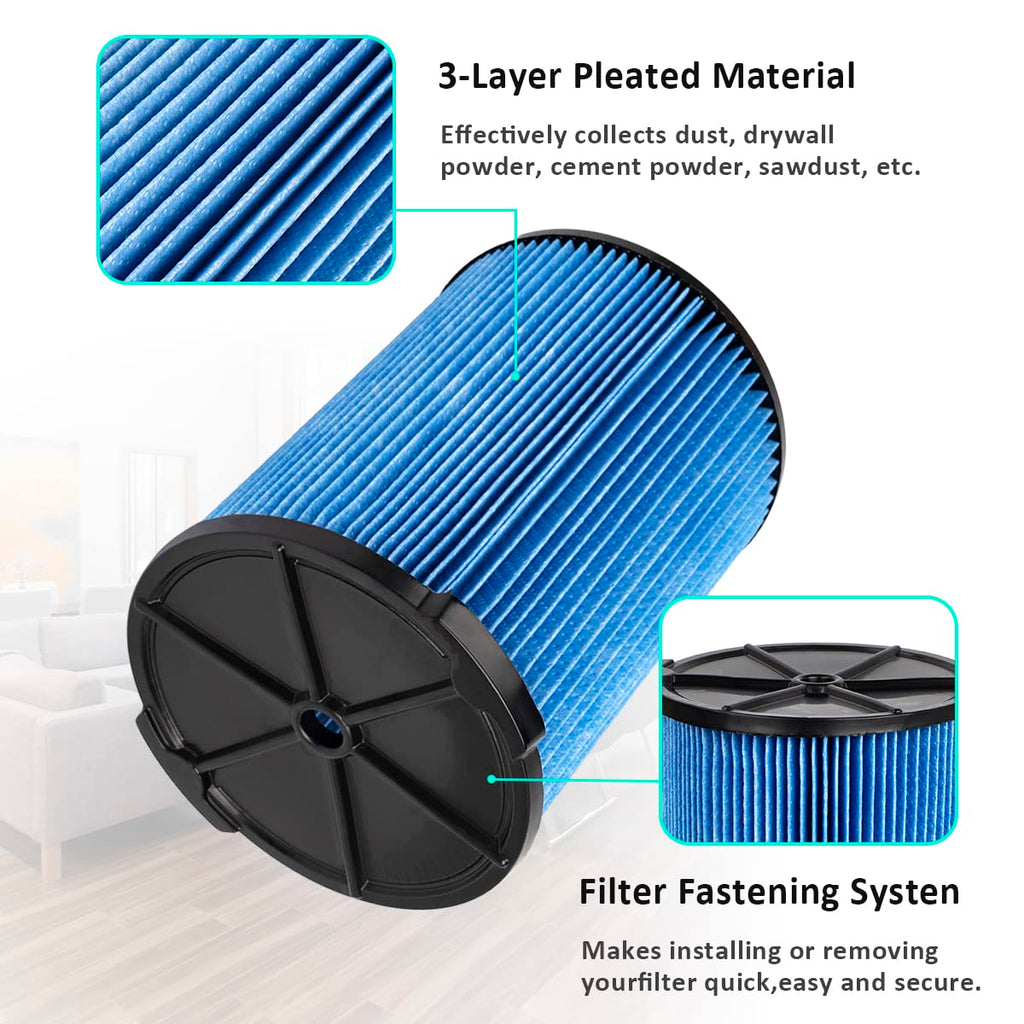 WuYan Replacement VF5000 Filter,for Ridgid 6-20 Gallon Wet Dry Vacuums,fits WD1450 WD0970 WD1270 WD09700 WD06700 WD1680 WD1851 RV2400A WD1270 WD1956.
