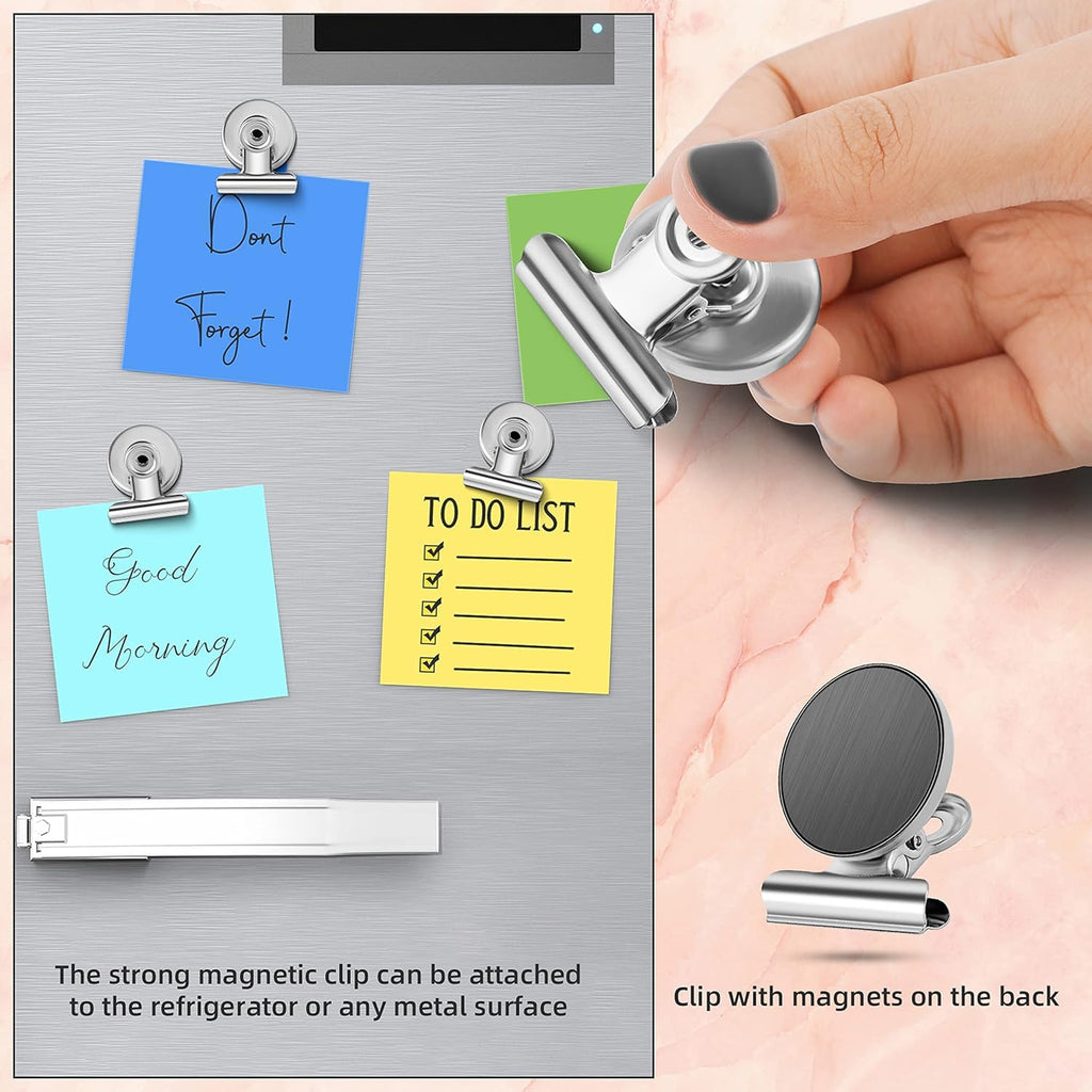 BEANPRECOY 25 Pcs Magnetic Clips, Strong Refrigerator Hooks for Home, Office, School - Fridge and Whiteboard Magnets (Silver)