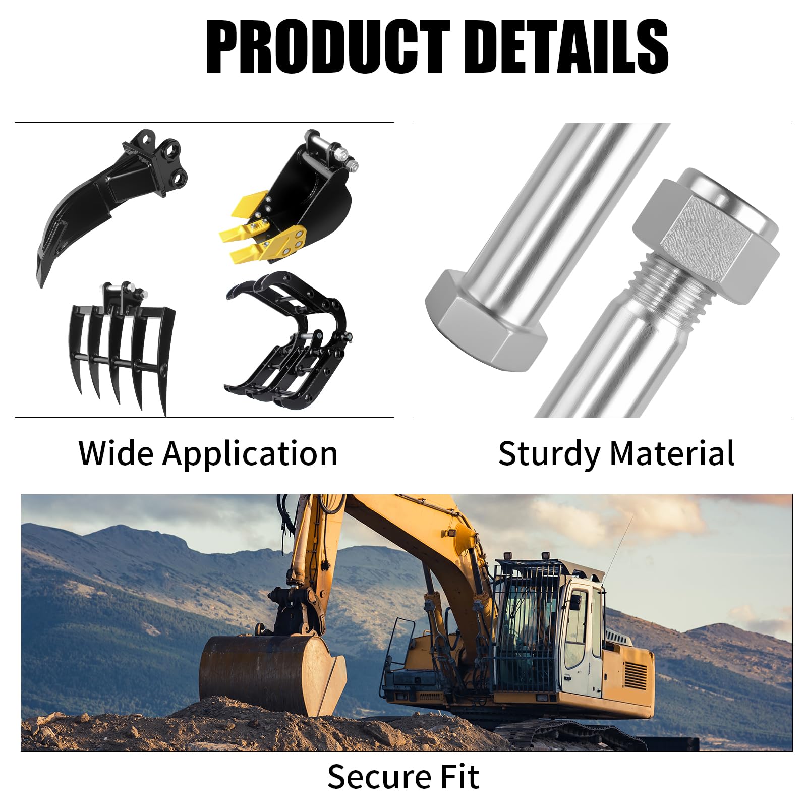 Mini Excavator Pins 0.98in/25mm,Replaceable Small Digger Attachments Link pin, Mini Excavator Auger Pin for Backhoe Accessories