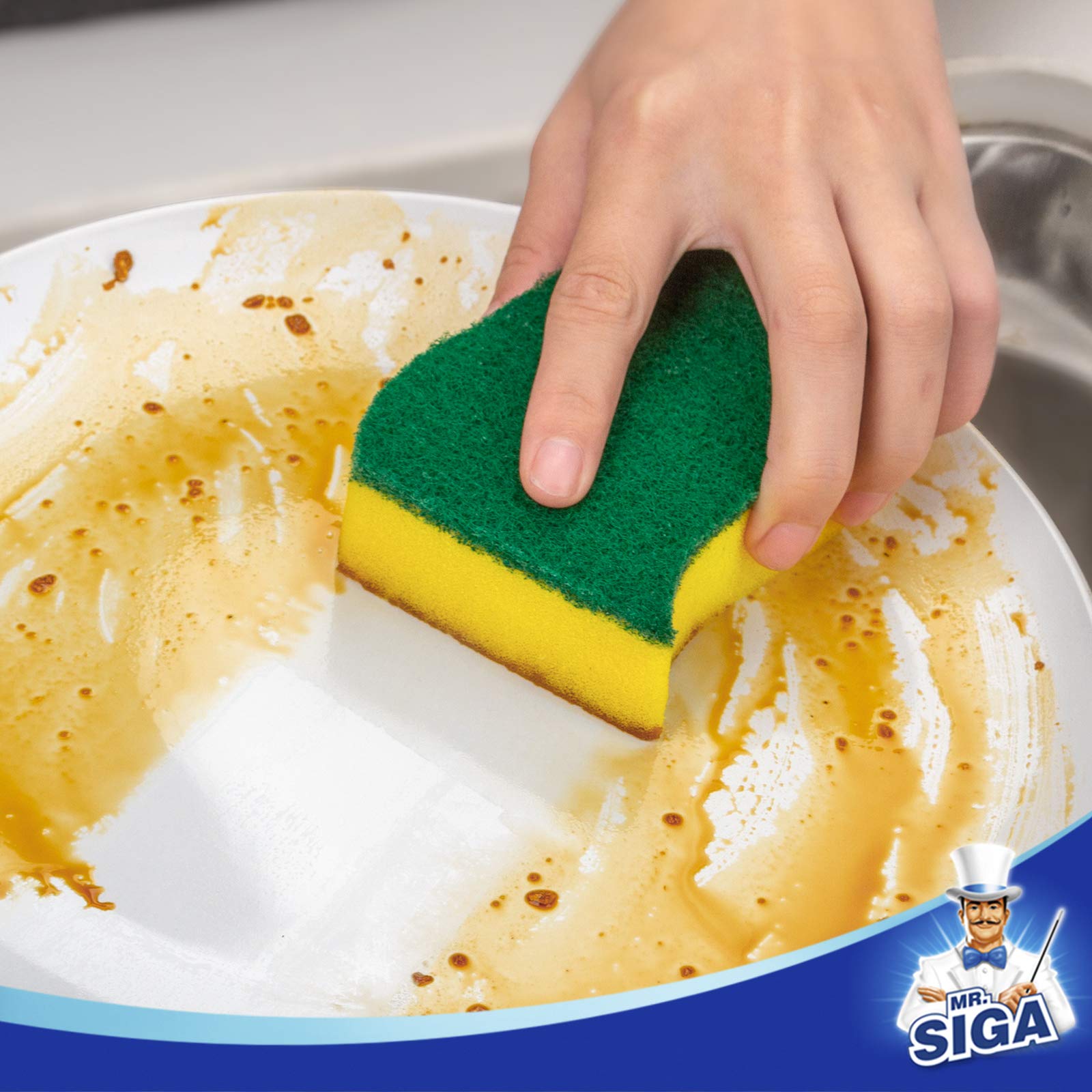 MR.SIGA Heavy Duty Scrub Sponge, 24 Count, Size:11 x 7 x 3cm